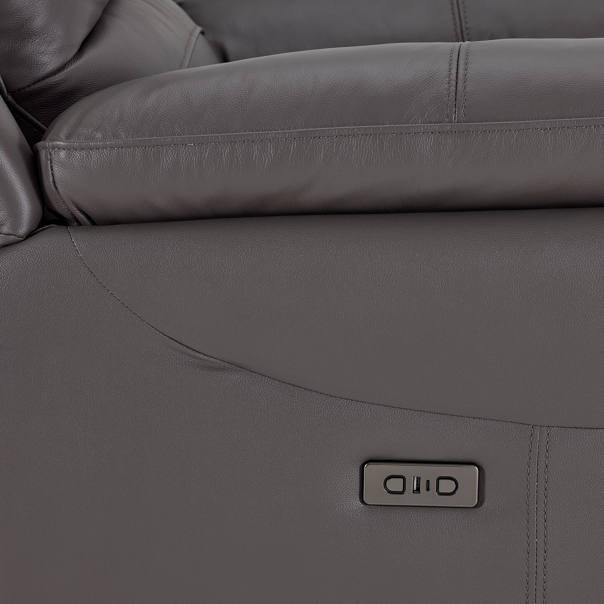 Alba Leather Power Reclining Sofa and Chair Set - Grey - Image 4
