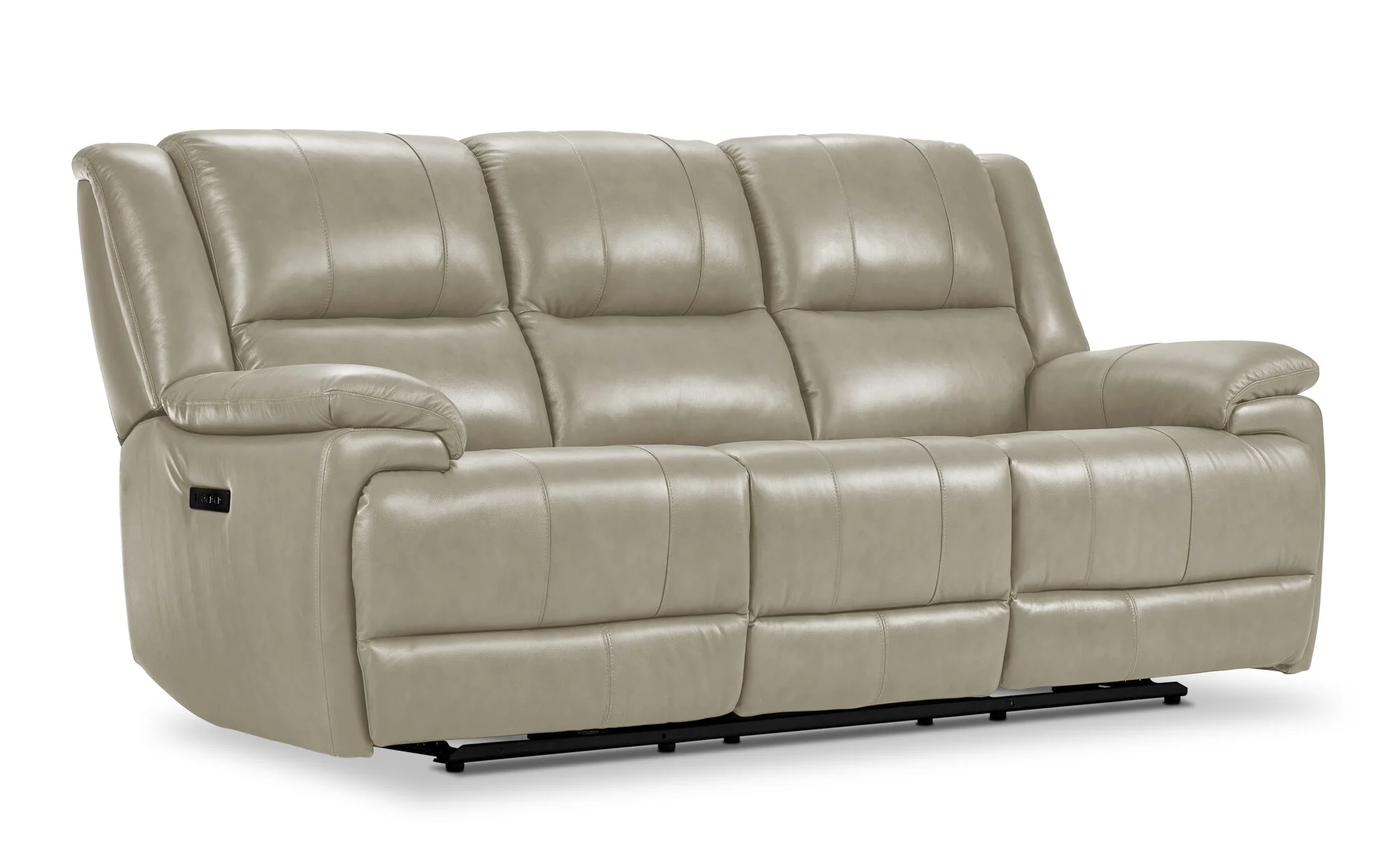 Allie Leather Dual Power Reclining Sofa and Recliner Set - Fog - Image 2