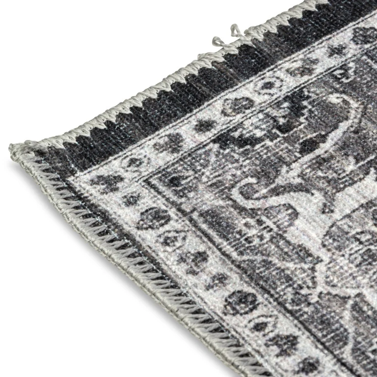Aura Traditional Rug - 8' x 10' - Black /White - Image 3