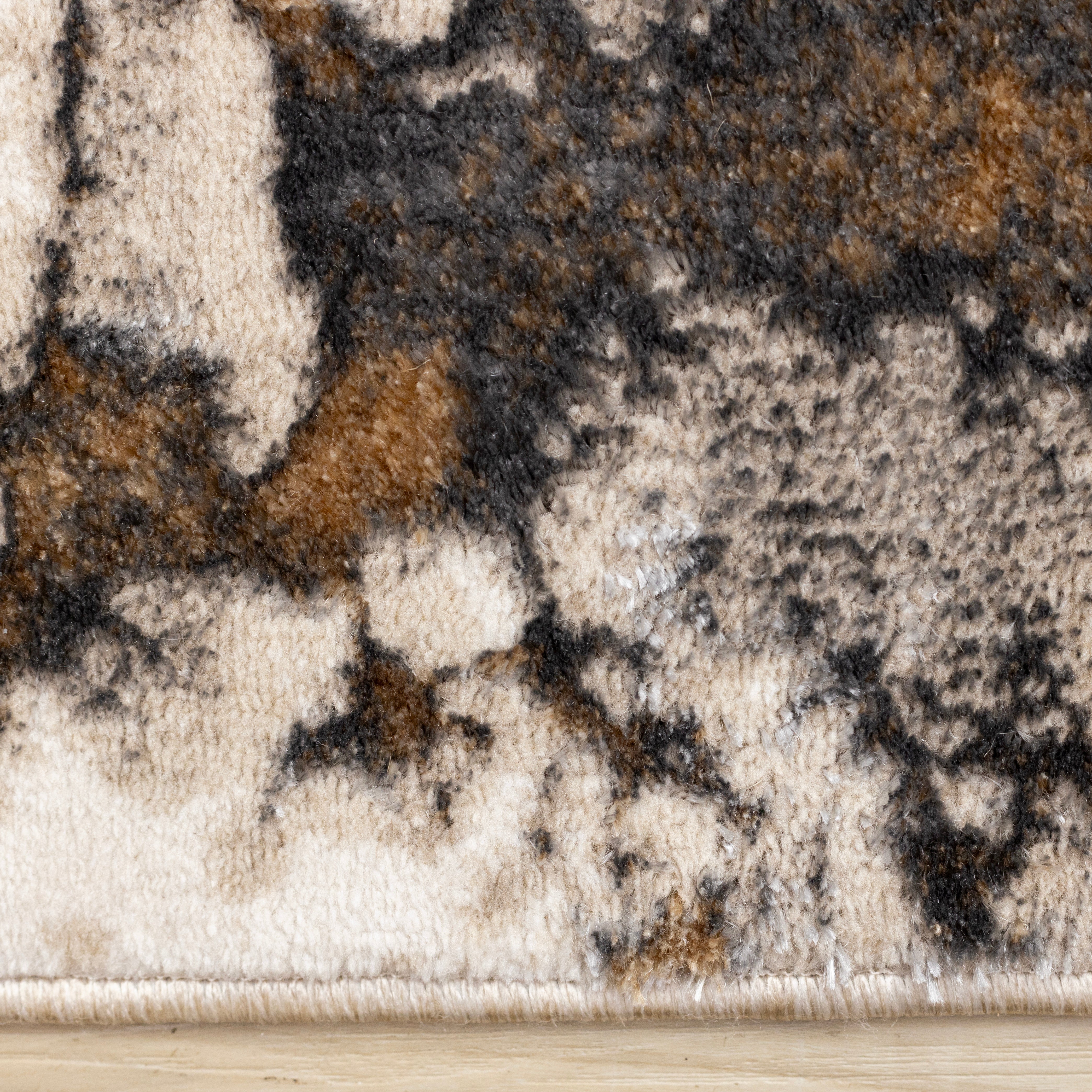 Autumn Drift 5'3" x 7'7" Distressed Foliage Area Rug - Light Brown, Beige - Image 7