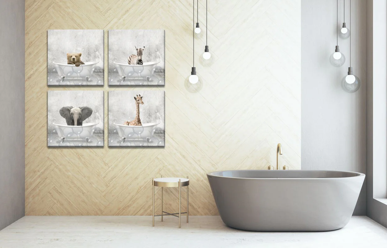 Bathtime Friends IV Wall Art - Grey/White - 18 X 18 - Image 2