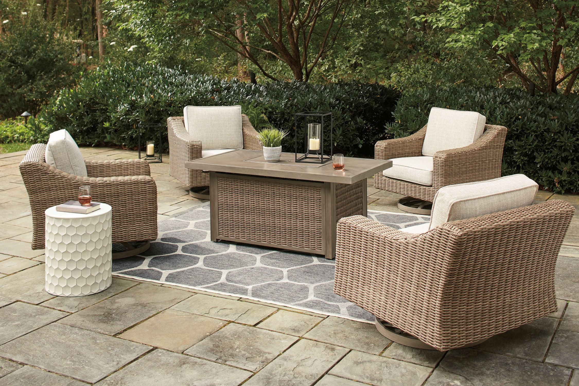 Beachcroft - Outdoor Fire Pit Table - Brown - Image 2