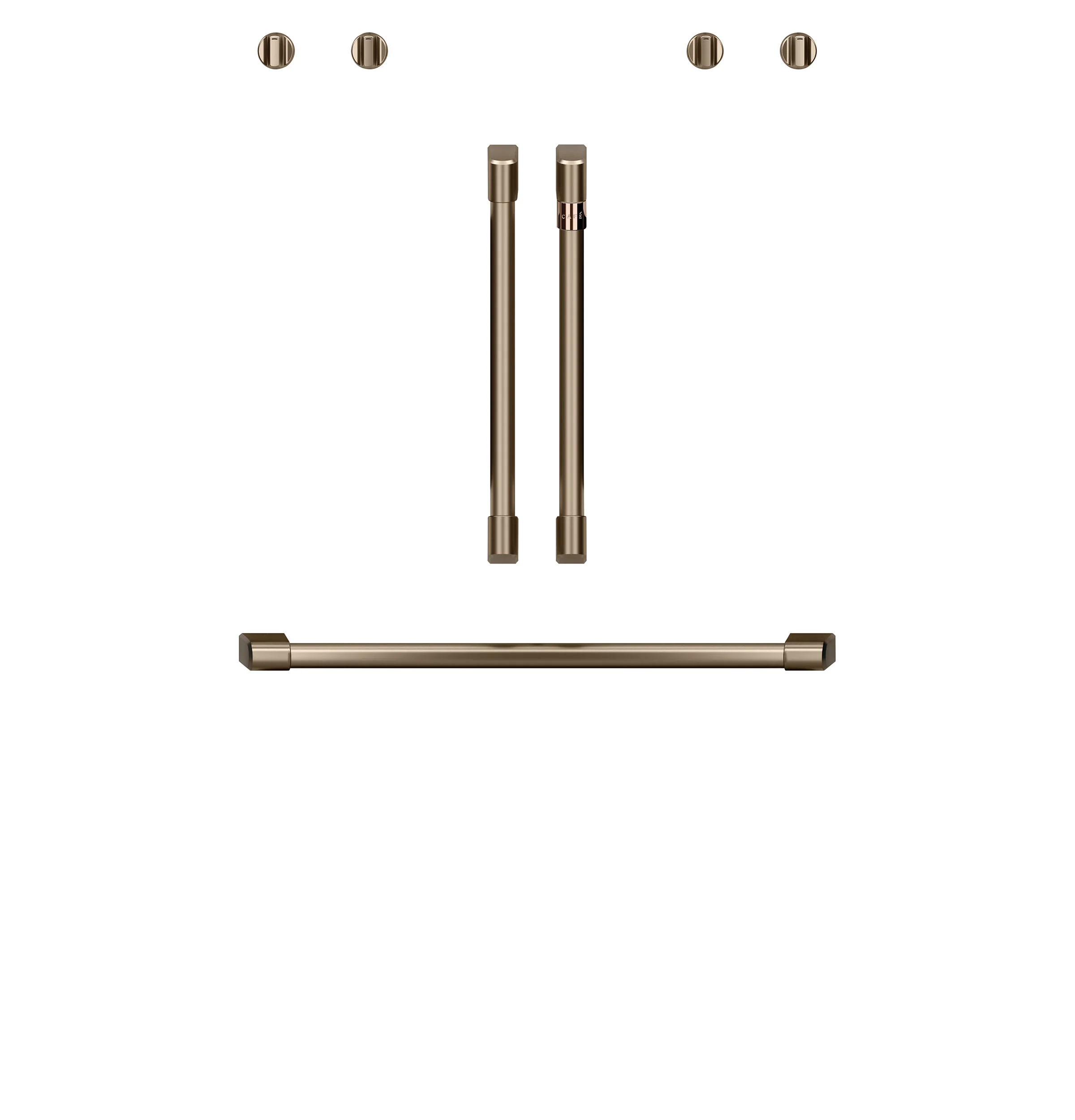 Café™ Brushed Bronze 2Pcs. French-Door Handles; 1Pc. 30" Handle; 4Pcs. Knobs Set - CXWDFHKPMBZ