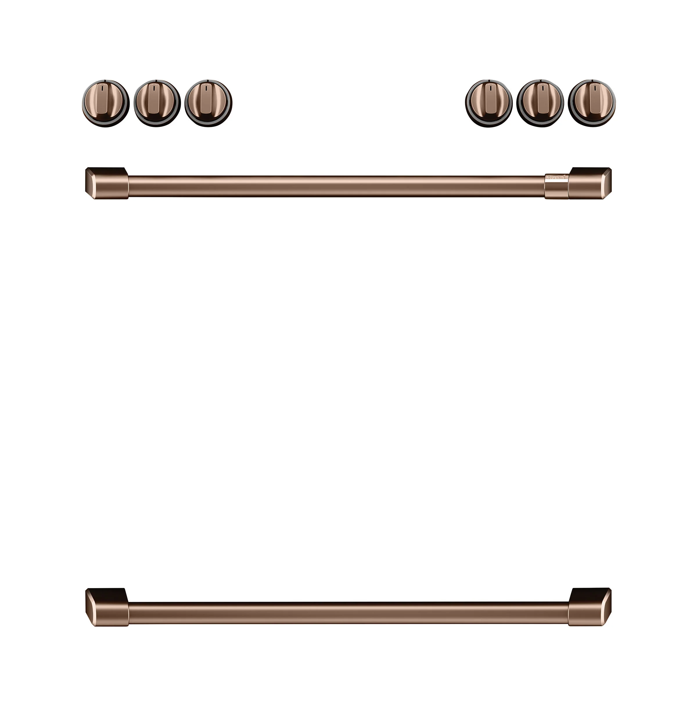 Café™ Brushed Copper Front Control Electric Knobs and Handles Set - CXFCEHKPMCU