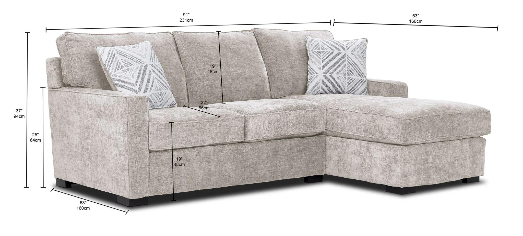 Charlotte 2-Piece Sectional with Right-Facing Chaise - Sand - Image 2