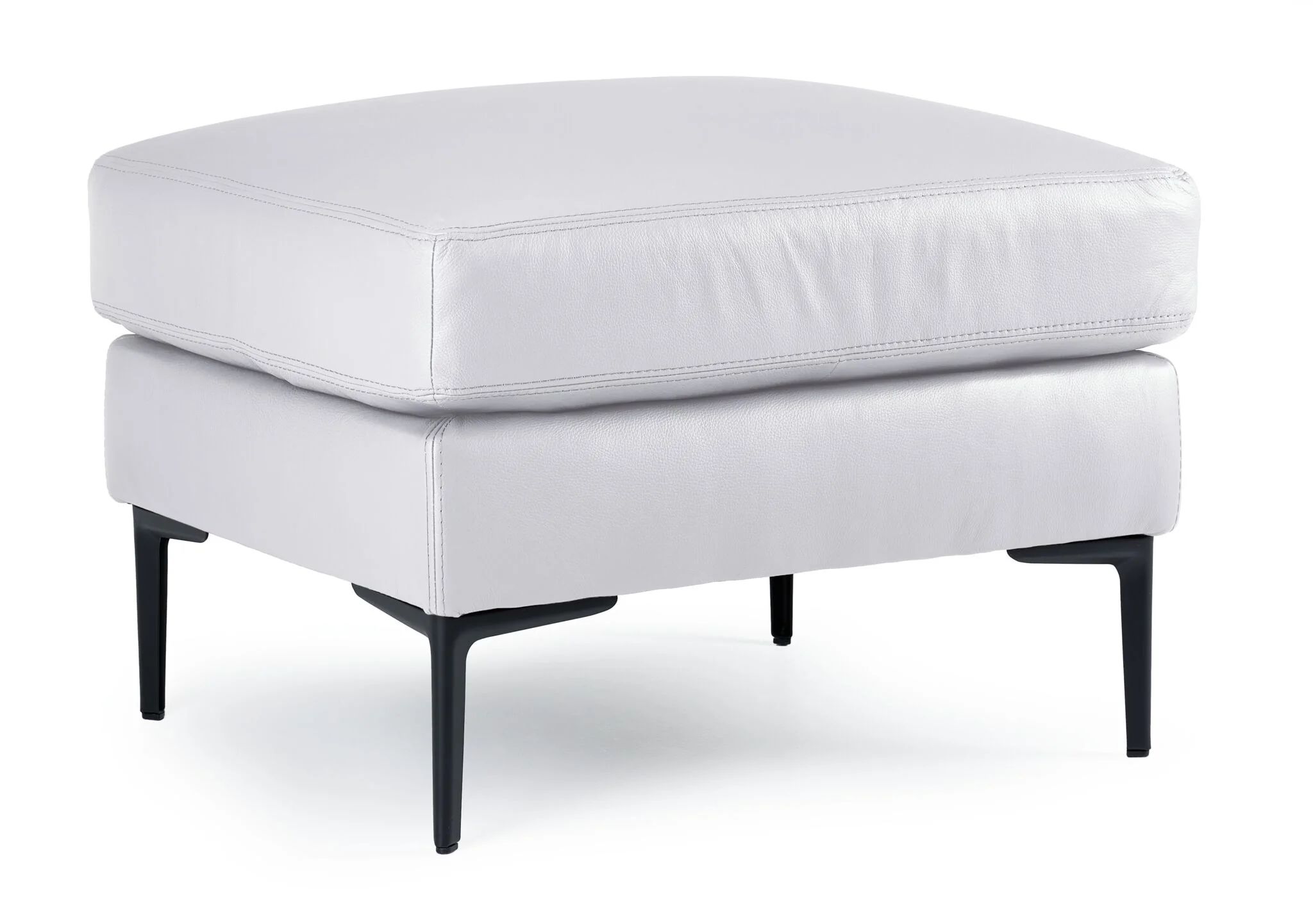 Chito Leather Ottoman - Silver Grey
