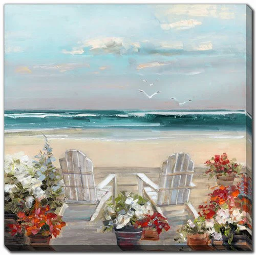 Coastal Porch Wall Art - Blue/Red/Natural - 16 X 16