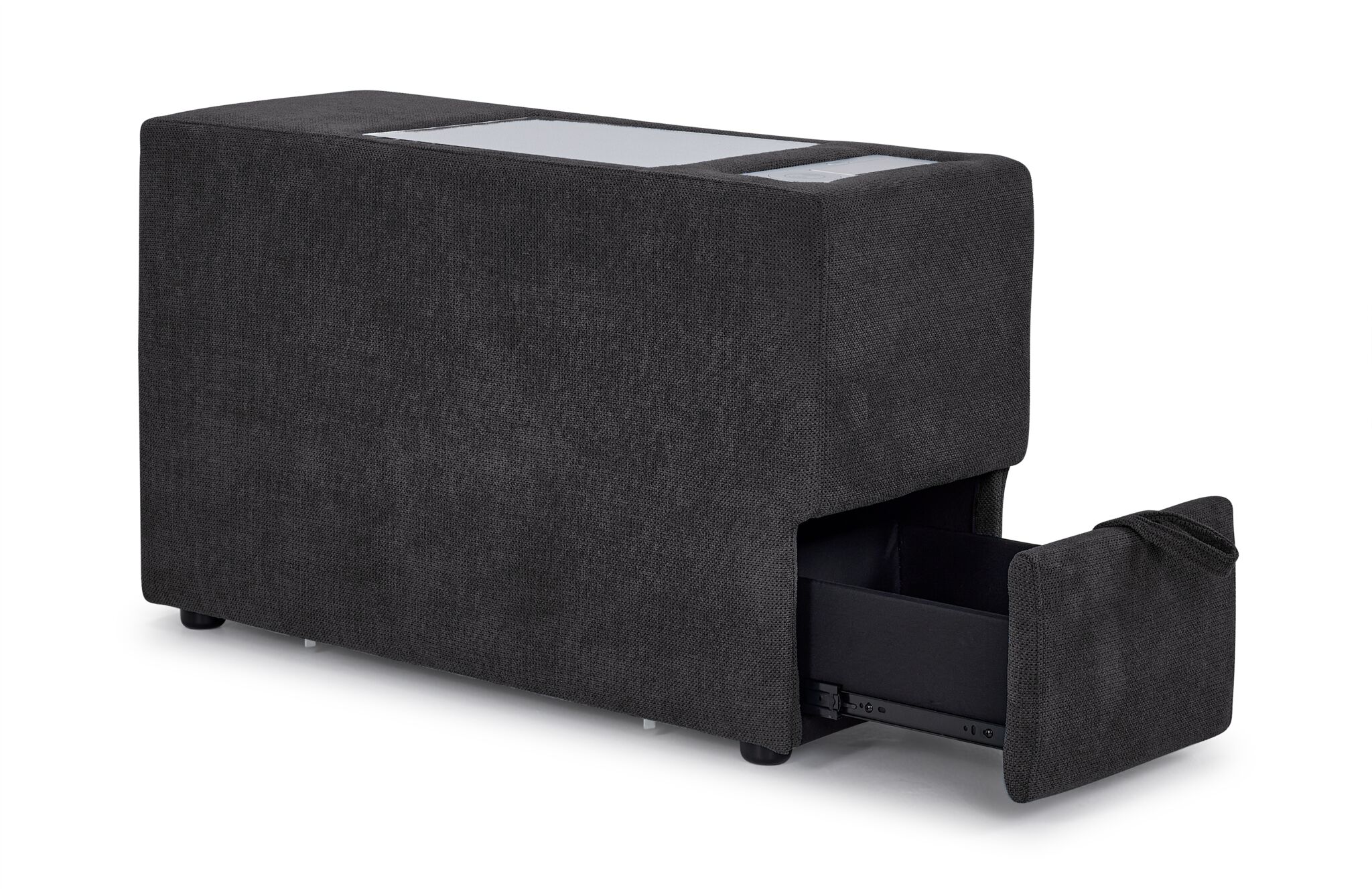 Feeling Connected - Connex 3-Piece Modular Sectional with Chaise and Drawer Console - Dark Grey - Image 8