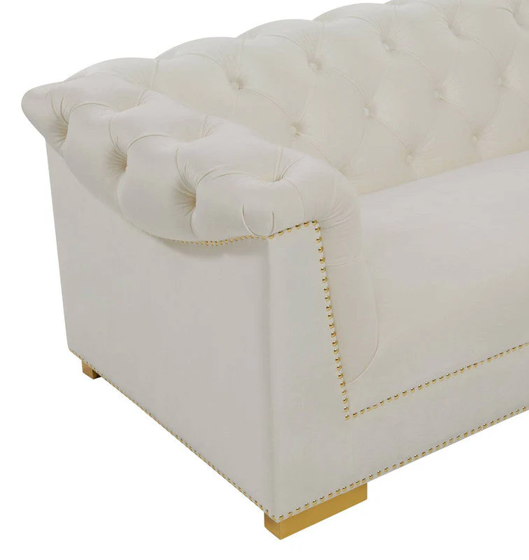 Corlett Velvet Sofa - Cream - Image 6