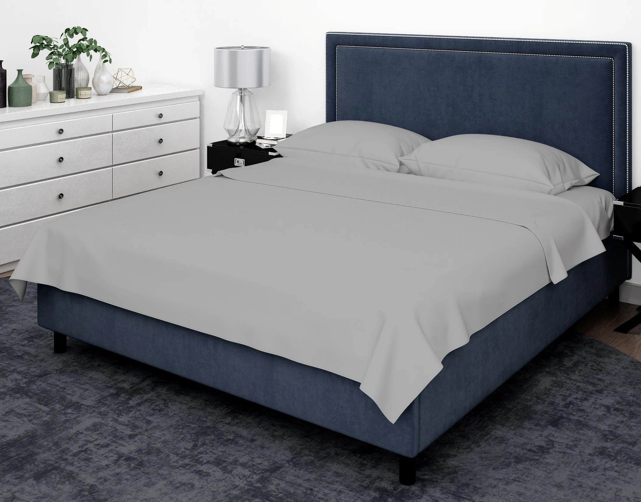 Cotton House 100% Cotton Pima Full Sheet Set - 500 Thread Count Silver - Image 3