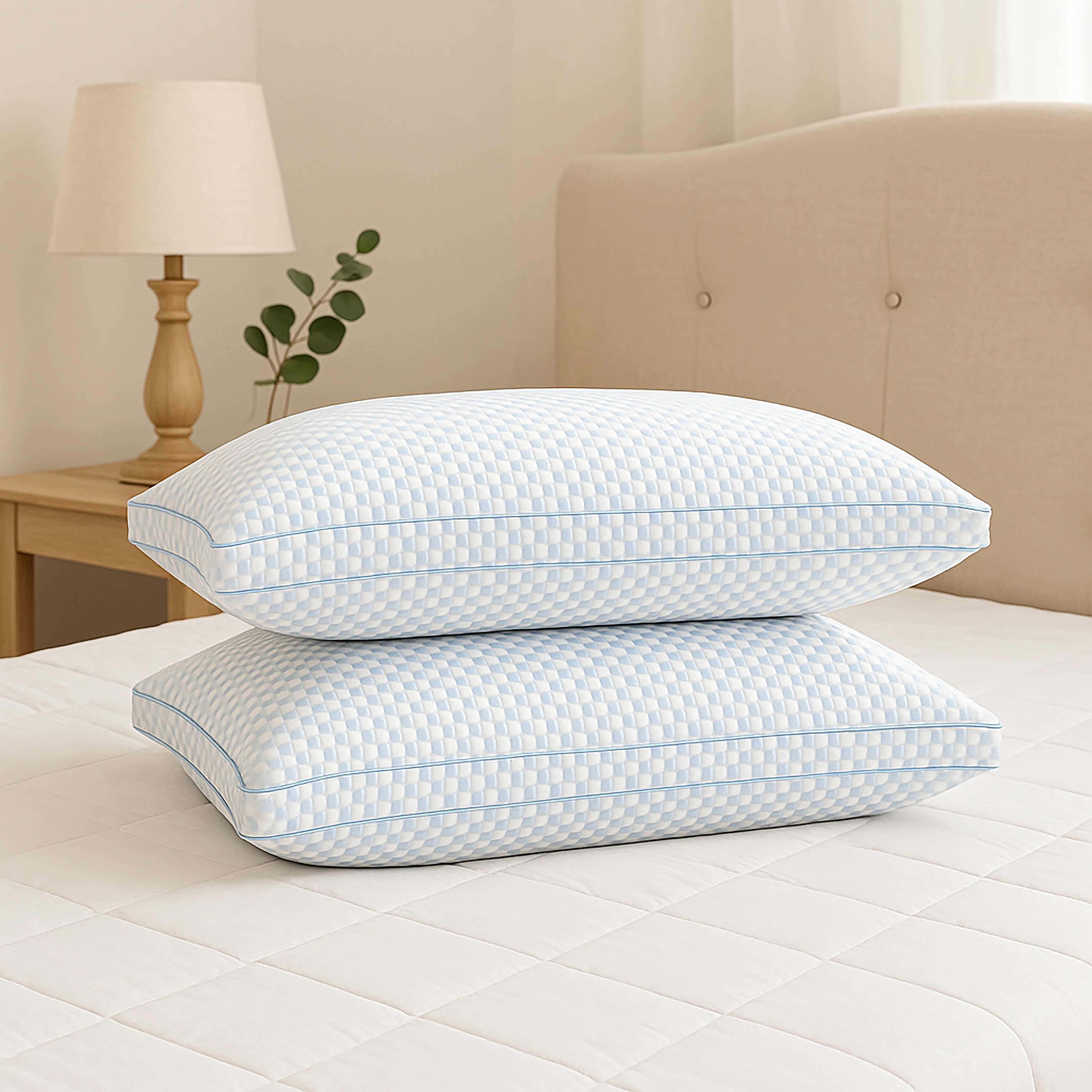 Cotton House 2 Pack Gusseted Cooling Queen Pillow - Image 3