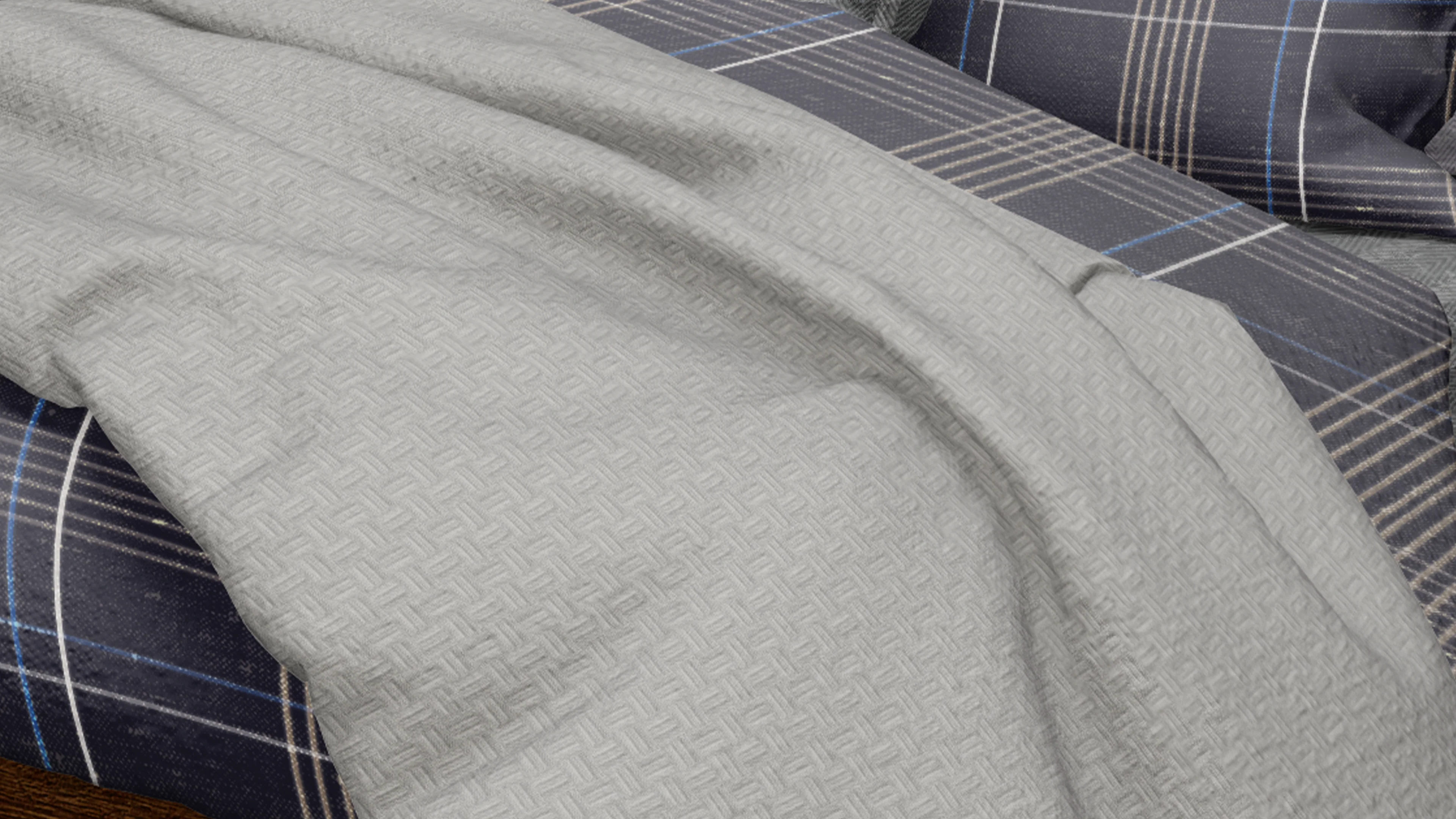 Cotton House Twin Textured Blanket - Grey - Image 3