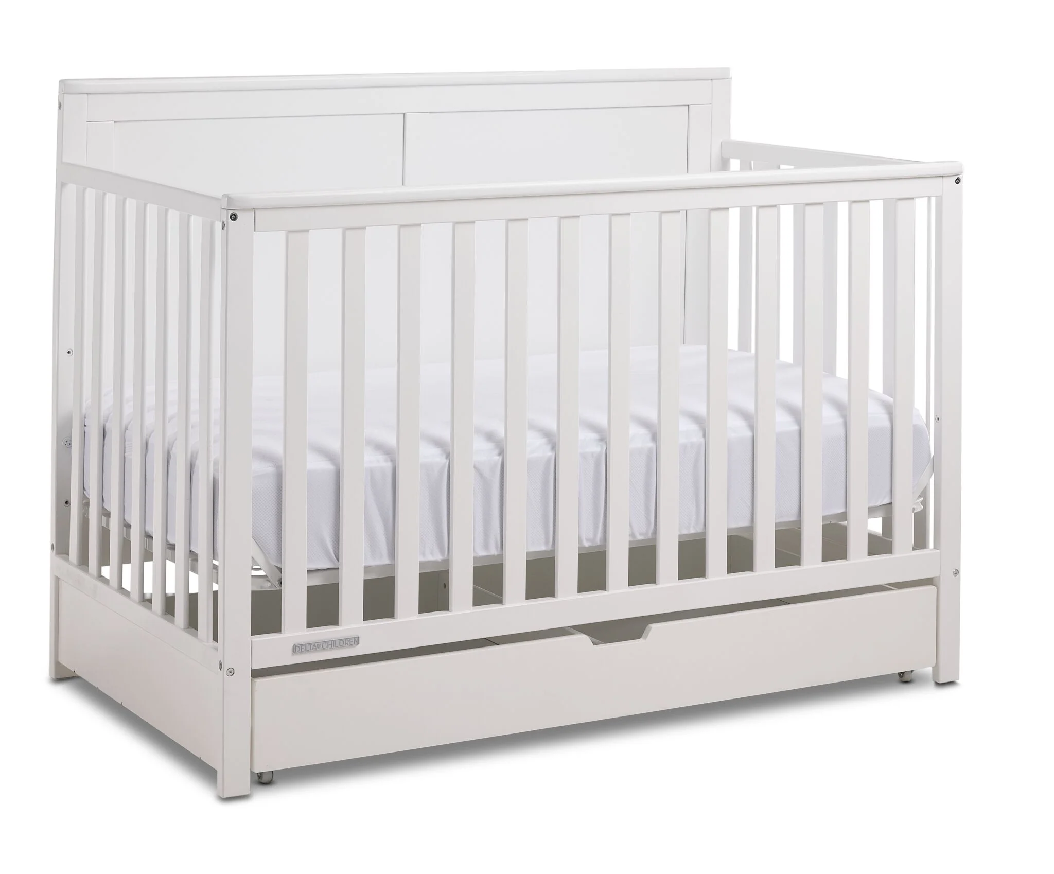 Delta Children Saint 6-in-1 Convertible Crib with Under Bed Storage Drawer - Bianca White