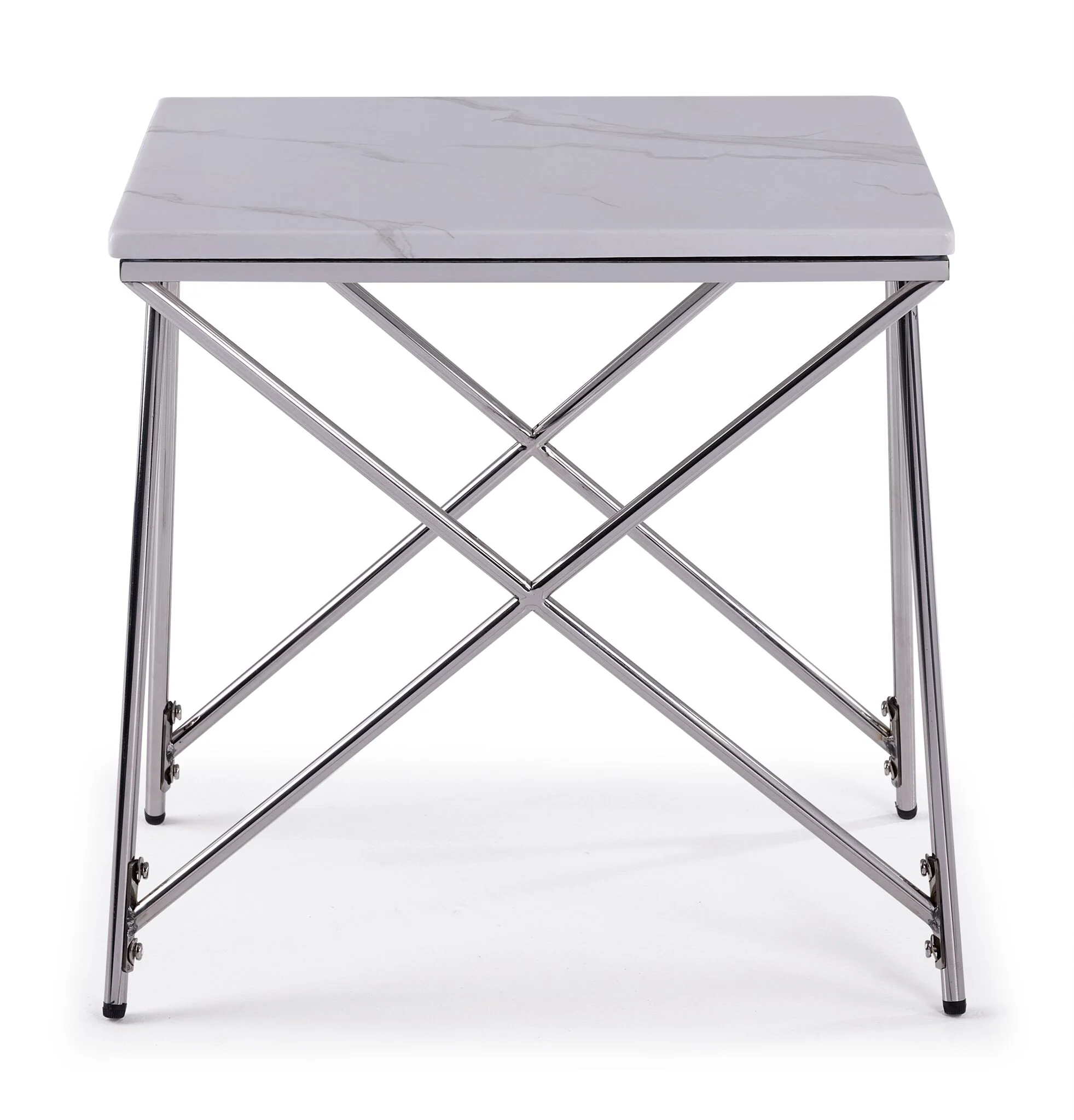 Farah 22" End Table - White and Chrome - Image 2