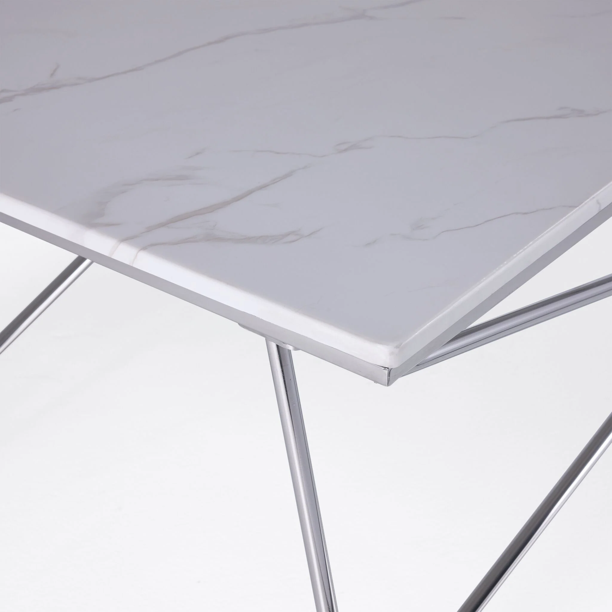Farah 22" End Table - White and Chrome - Image 3
