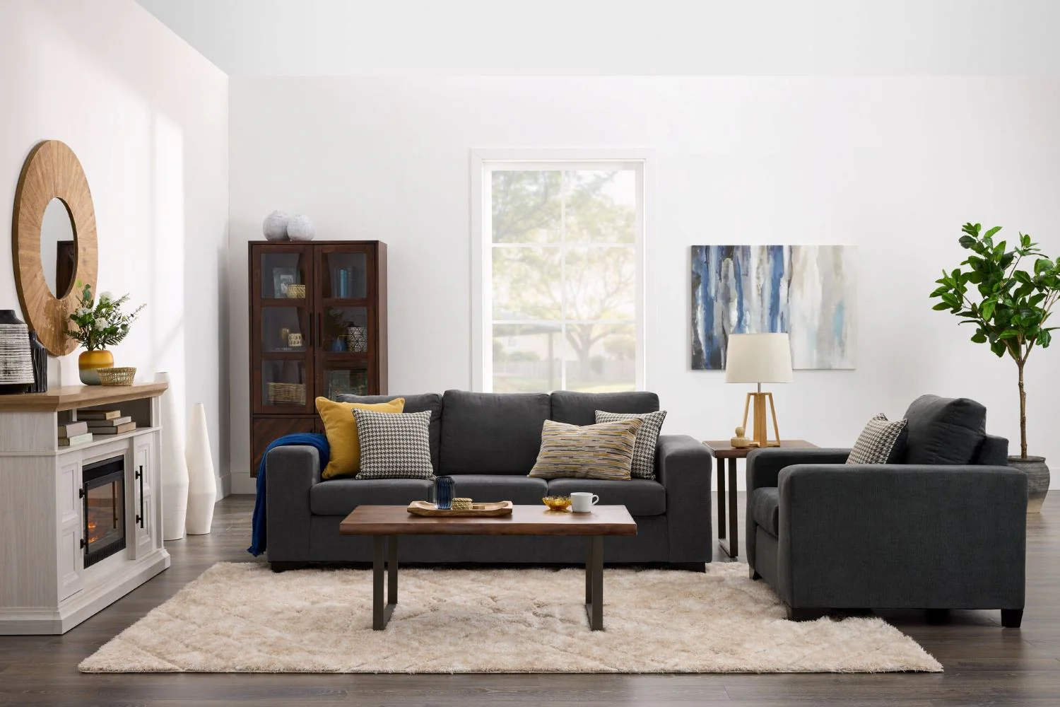 Fava Sofa and Loveseat Set - Grey - Image 2