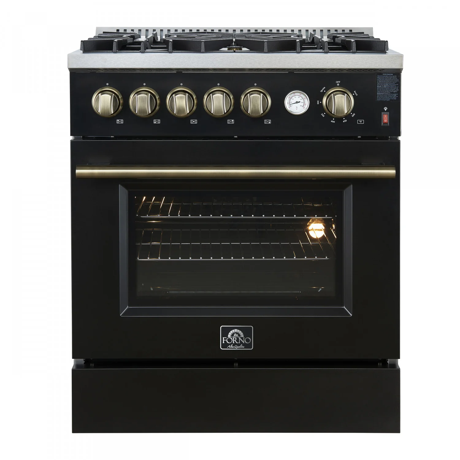 Forno Giovanni 30" Black Freestanding Gas Range (4.32 Cu. Ft.) - FFSGS6274-30BLK