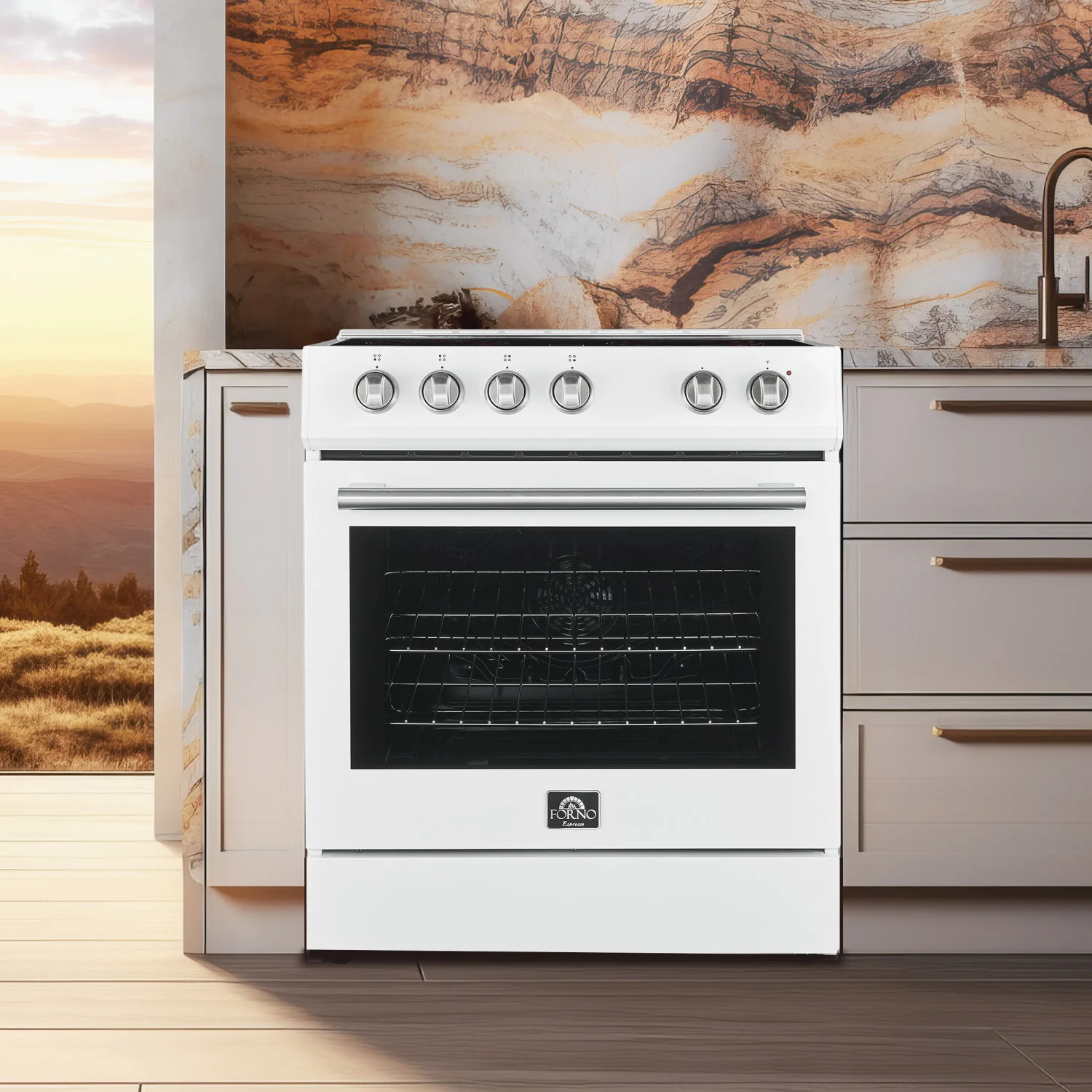 Forno Premium White Kitchen Package with Range, Bottom Freezer Refrigerator and Range Hood - FBDL-001-03CA - Image 4