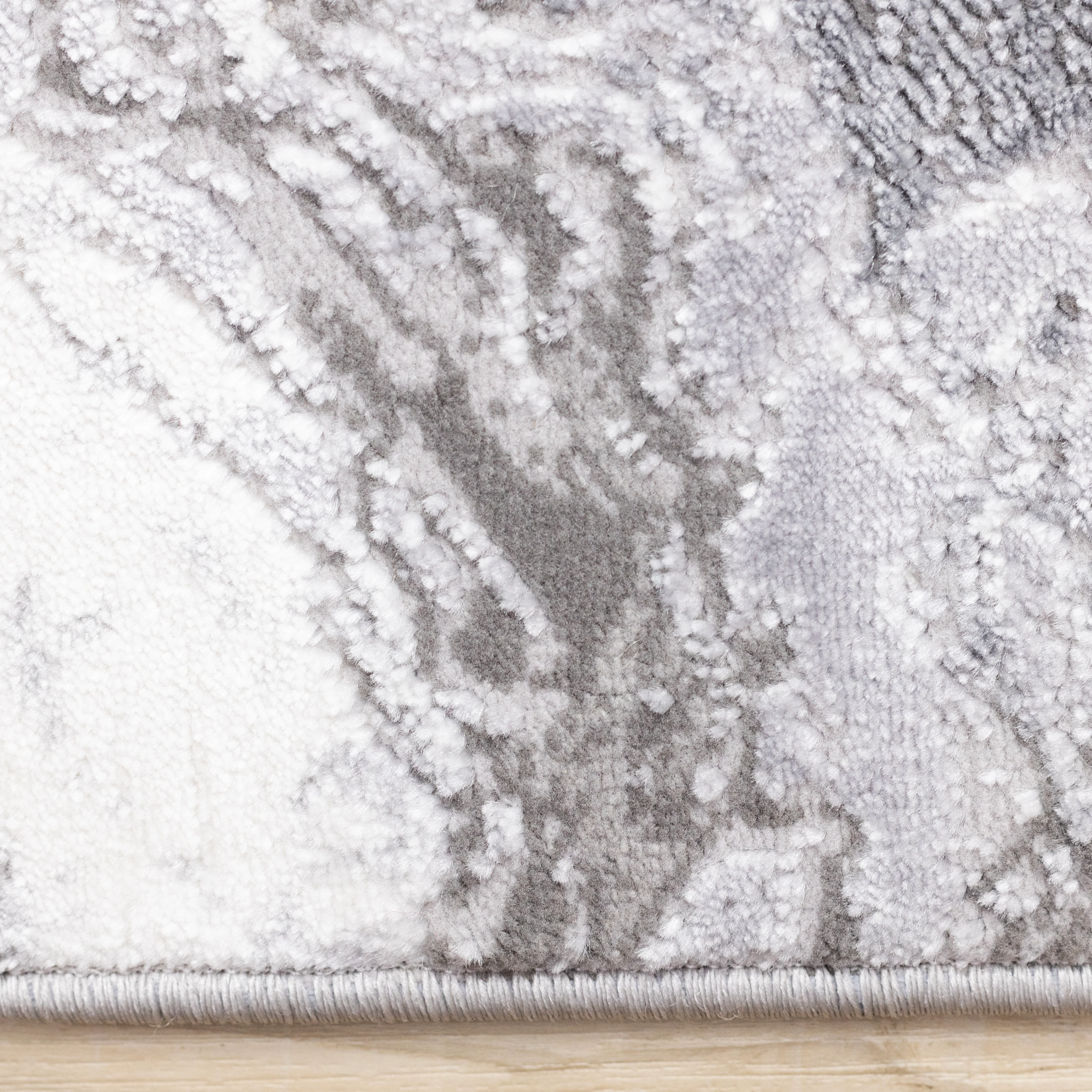 Frosted Cloud 6'7" x 9'6" Marble Design Area Rug - Grey, White - Image 9