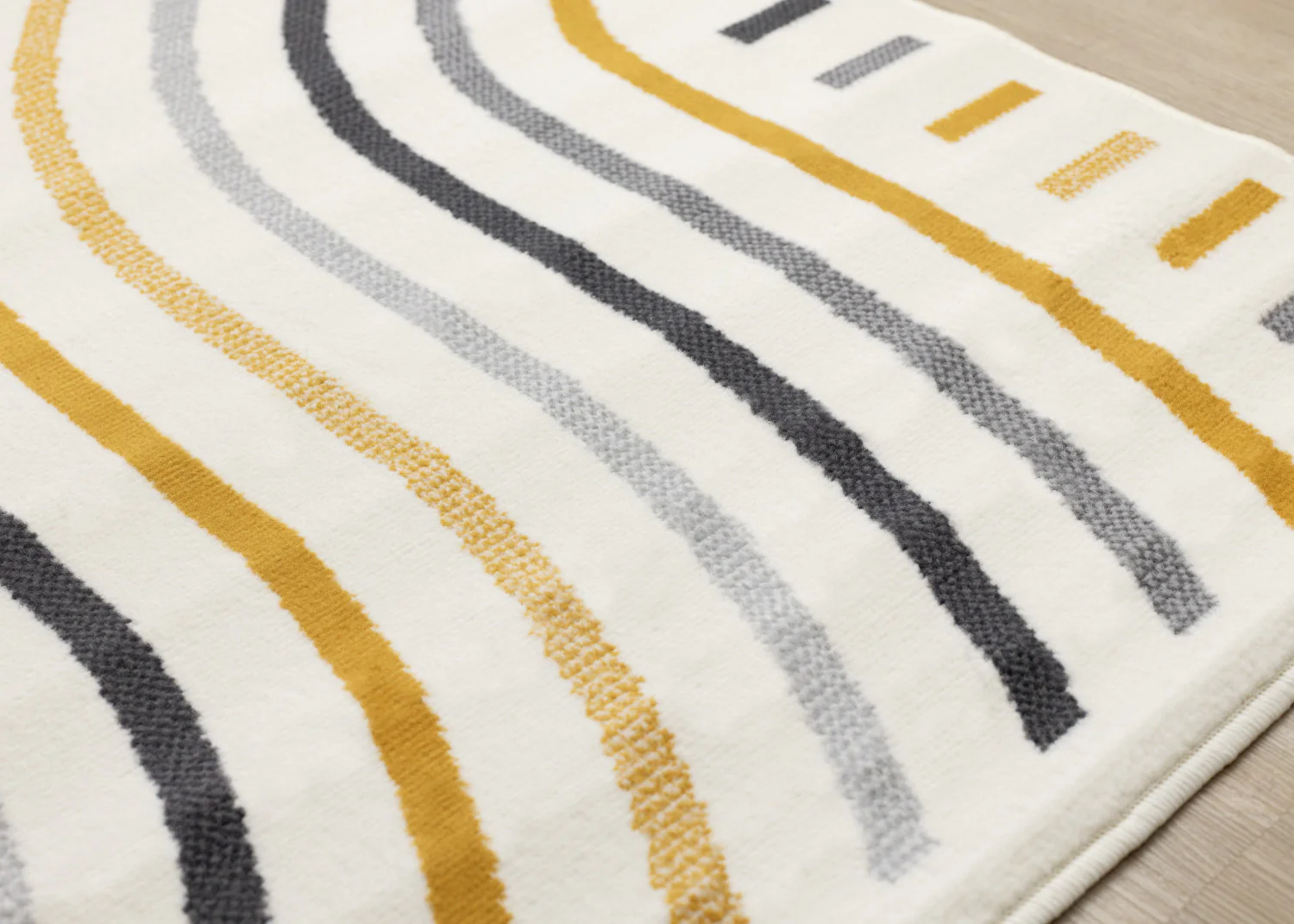 Functional Modern Curves Area Rug - 7' X 10' - Cream/Yellow - Image 4