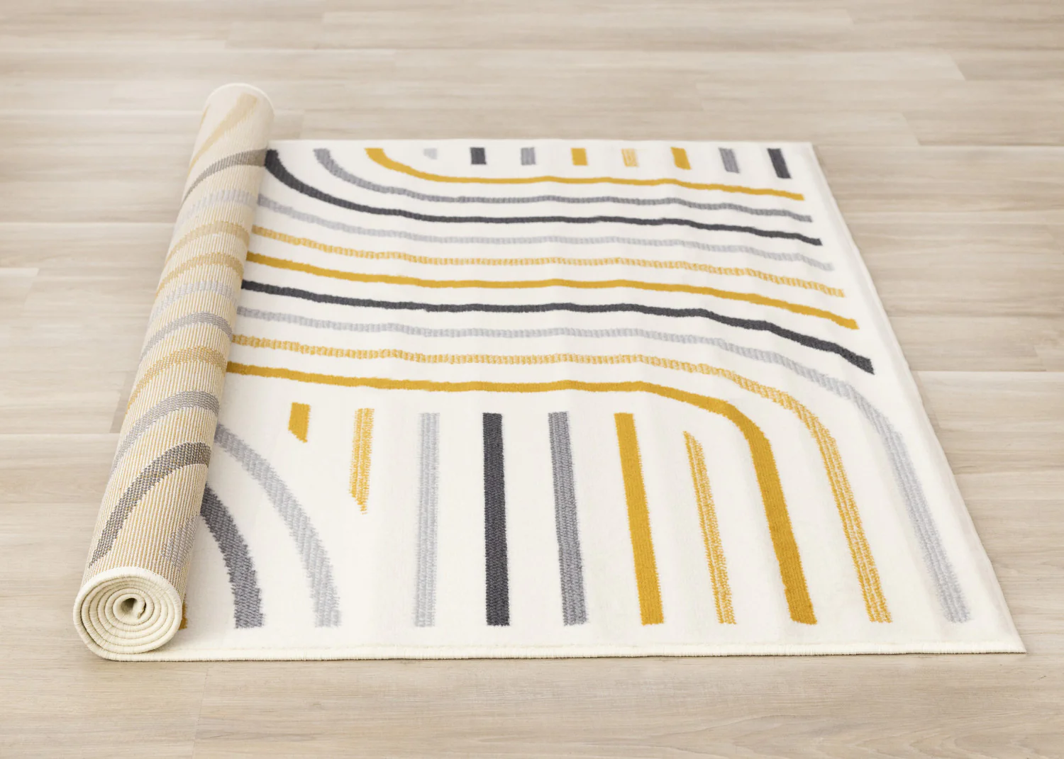 Functional Modern Curves Area Rug - 7' X 10' - Cream/Yellow - Image 8