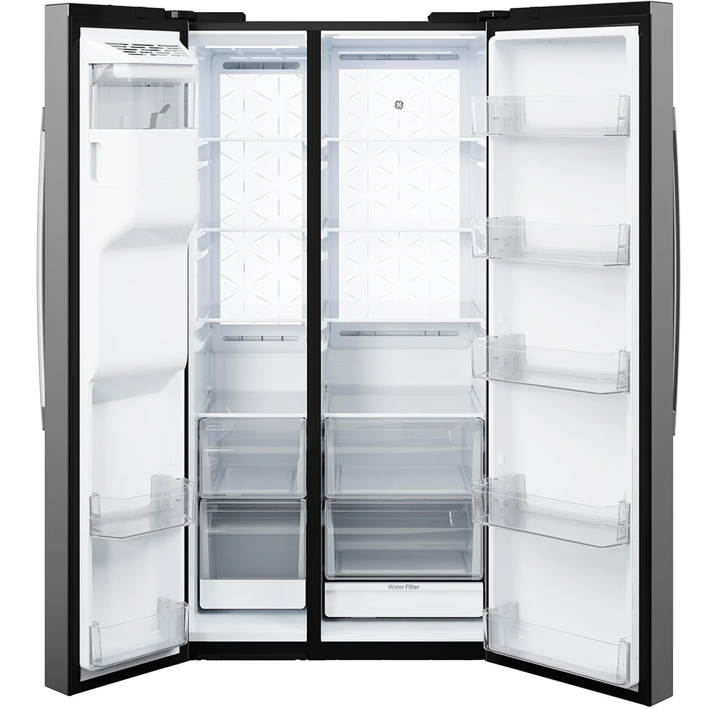GE 36" 28.0 Cu. Ft. Stainless Steel Side-by-Side Refrigerator with Ice and Water Dispenser – GSS28PYYFS - Image 3