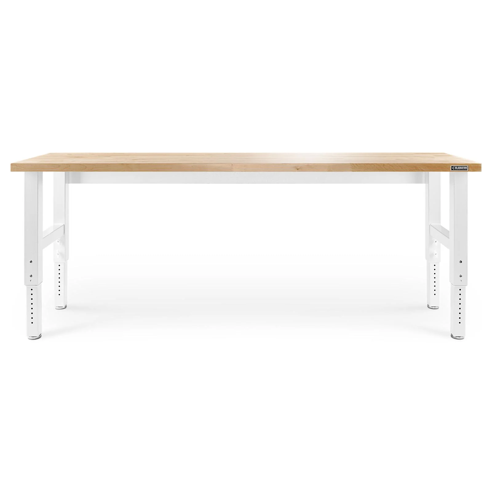 Gladiator Hammered White 8' Adjustable Height Hardwood Workbench - GAWB08HWGW