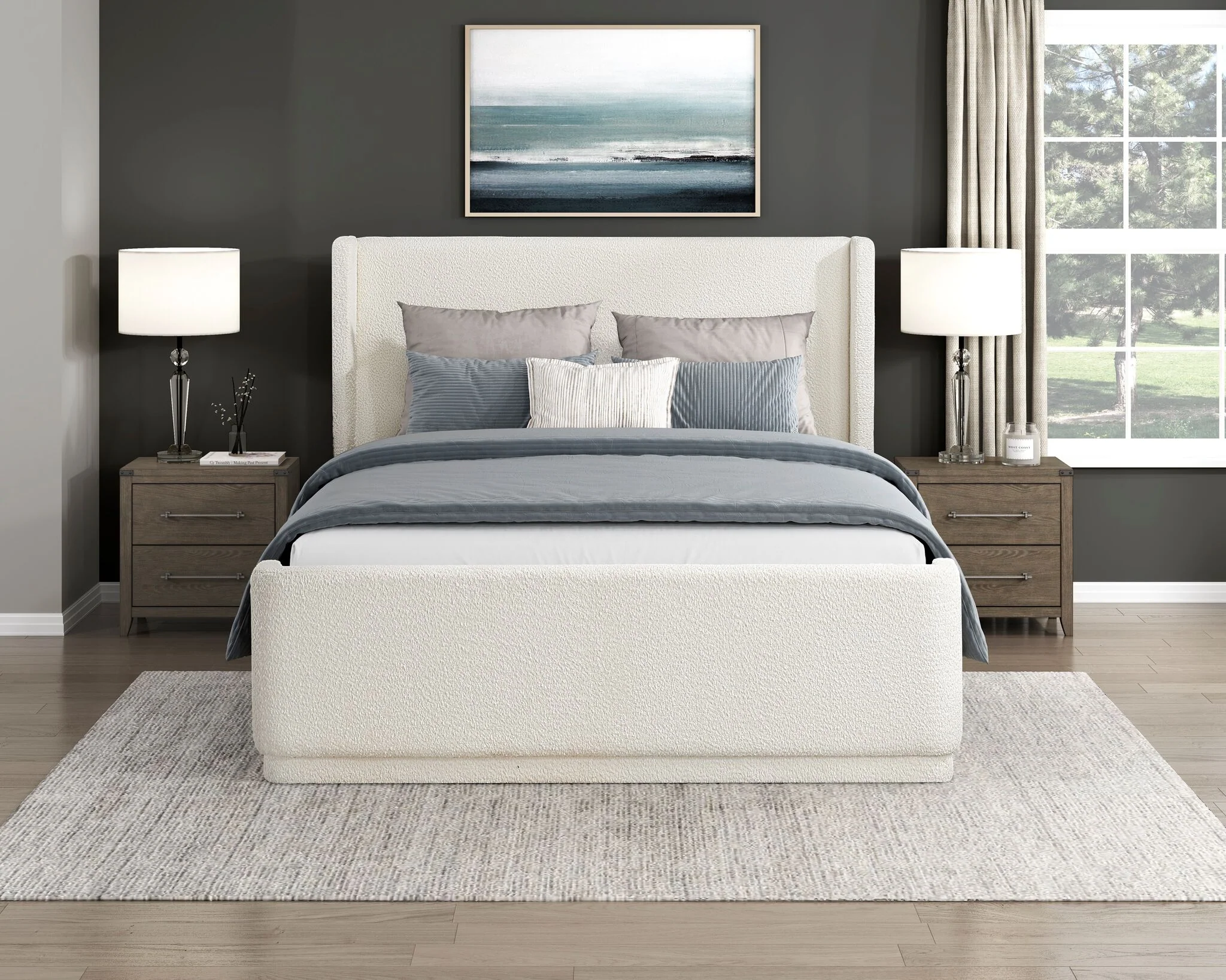 In Full Bloom - Hallie 3-Piece Queen Upholstered Bed - Beige - Image 2