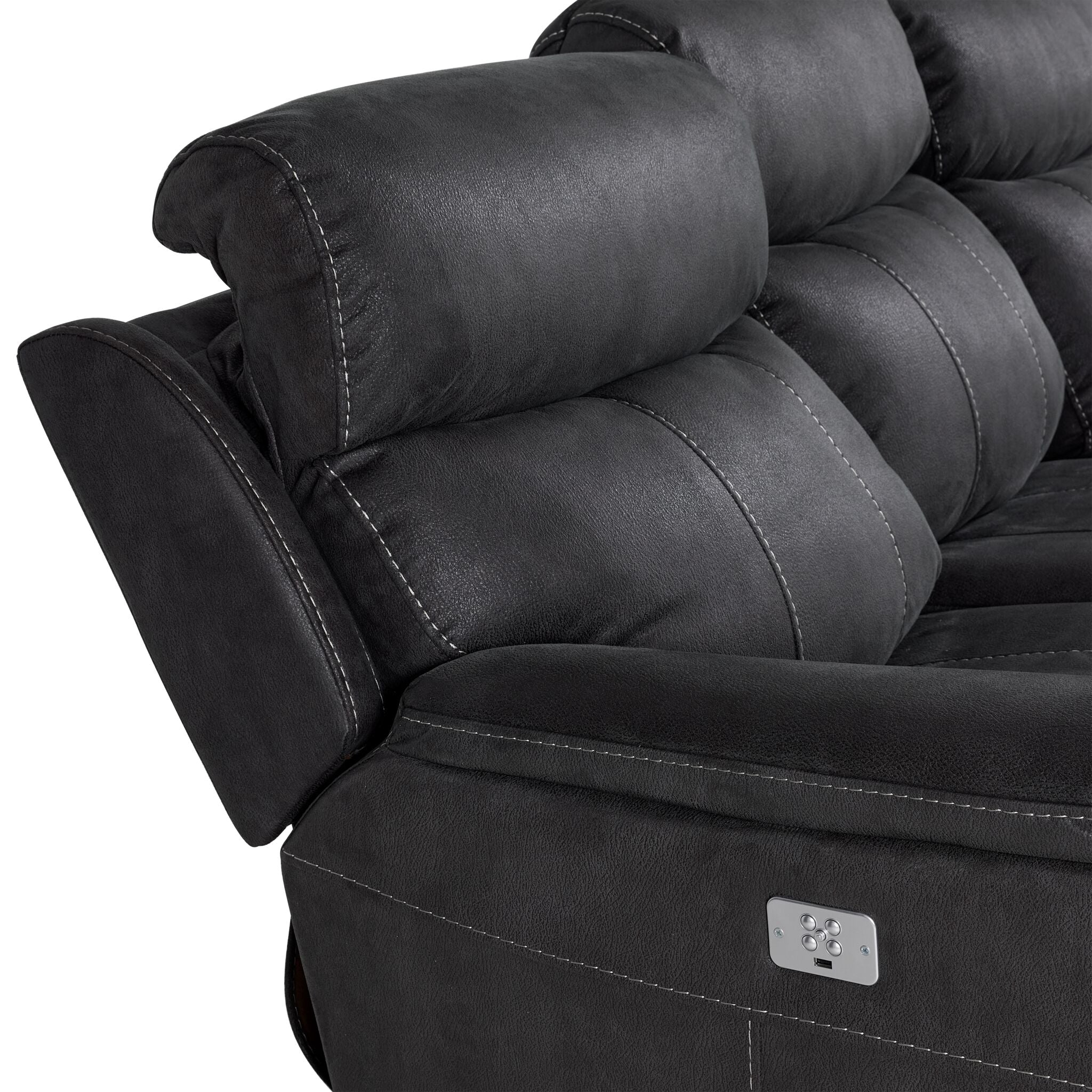 Haven Dual Power Reclining Sofa and Chair Set - Grey - Image 7
