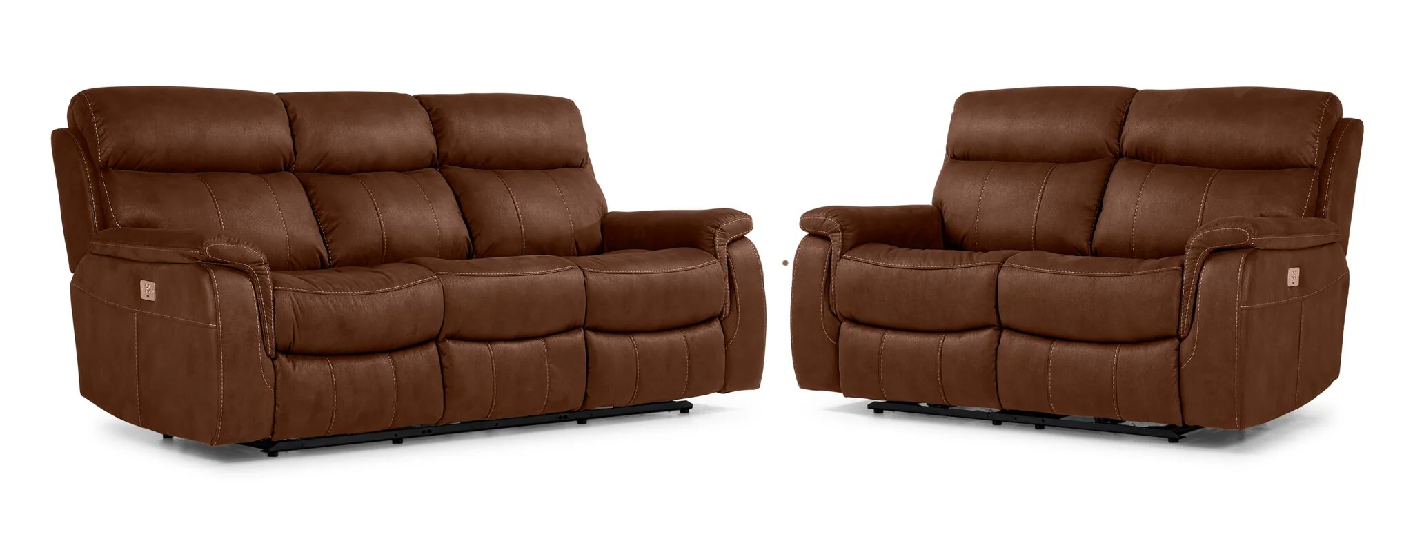 Haven Dual Power Reclining Sofa and Loveseat Set - Mocha