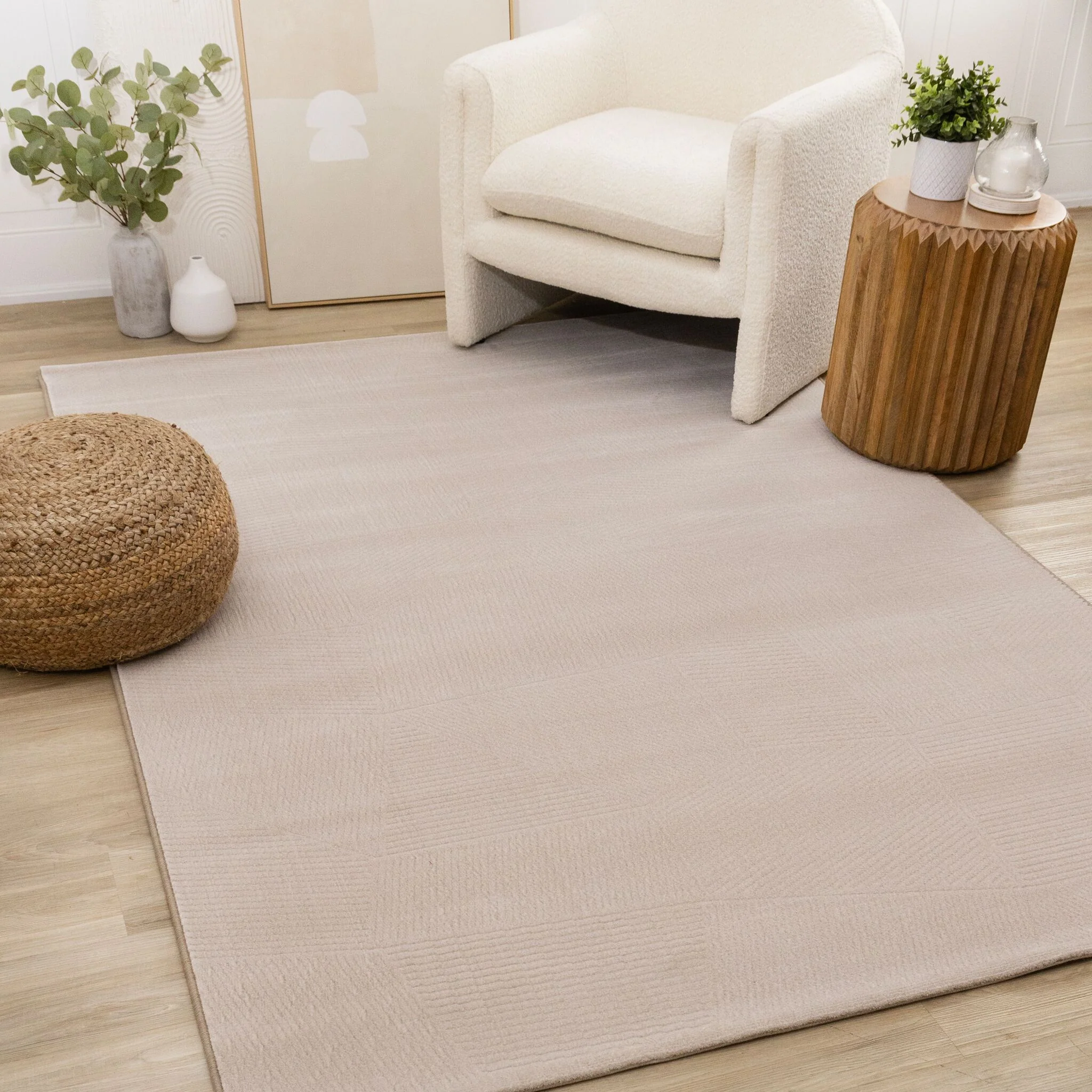 Himalaya 7'10" x 10'10" Striped Geometic Shape Area Rug - Taupe - Image 2