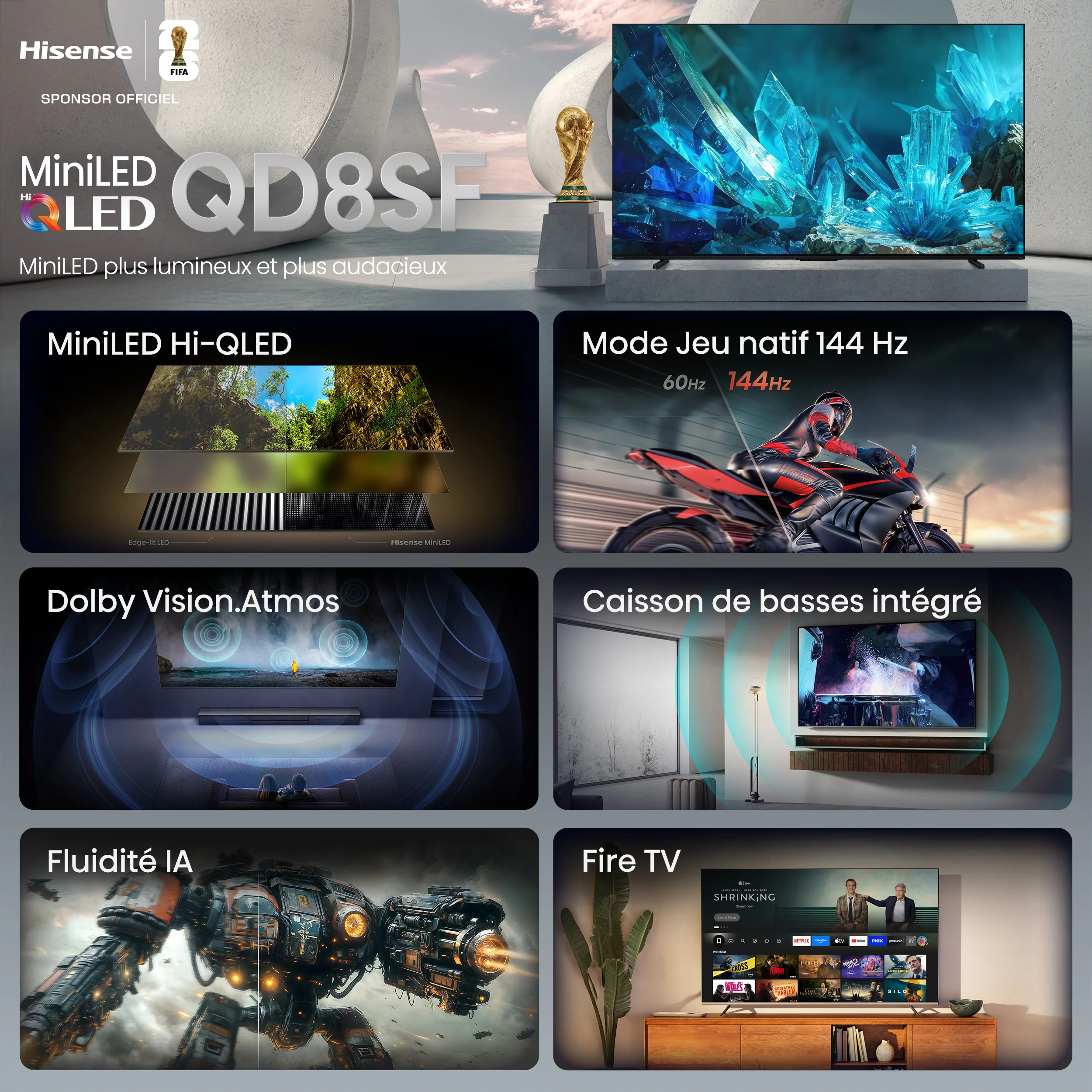 Hisense 55" QLED Mini-LED AI TV 144Hz - Fire TV - 55QD8SF - Image 5
