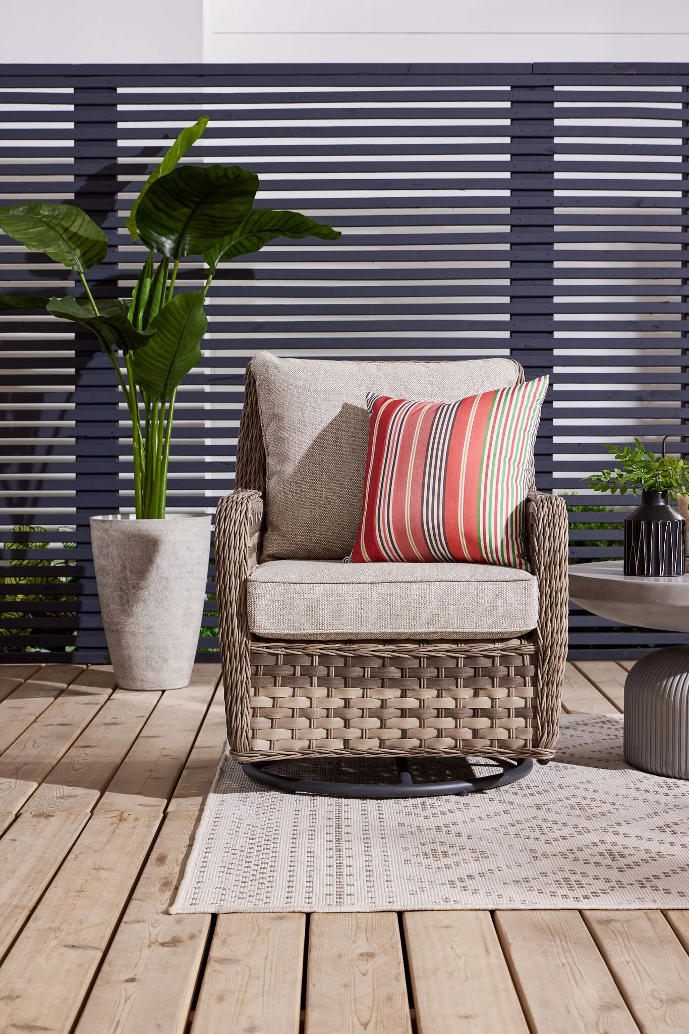 Isla Outdoor Swivel Chair - Grey, Beige - Image 2