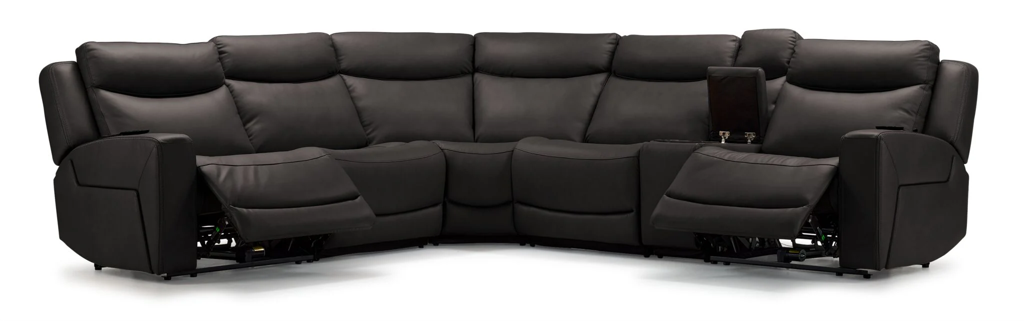Jackson Leather 6-Piece Power Reclining Sectional with Heat and Massage - Charcoal - Image 3