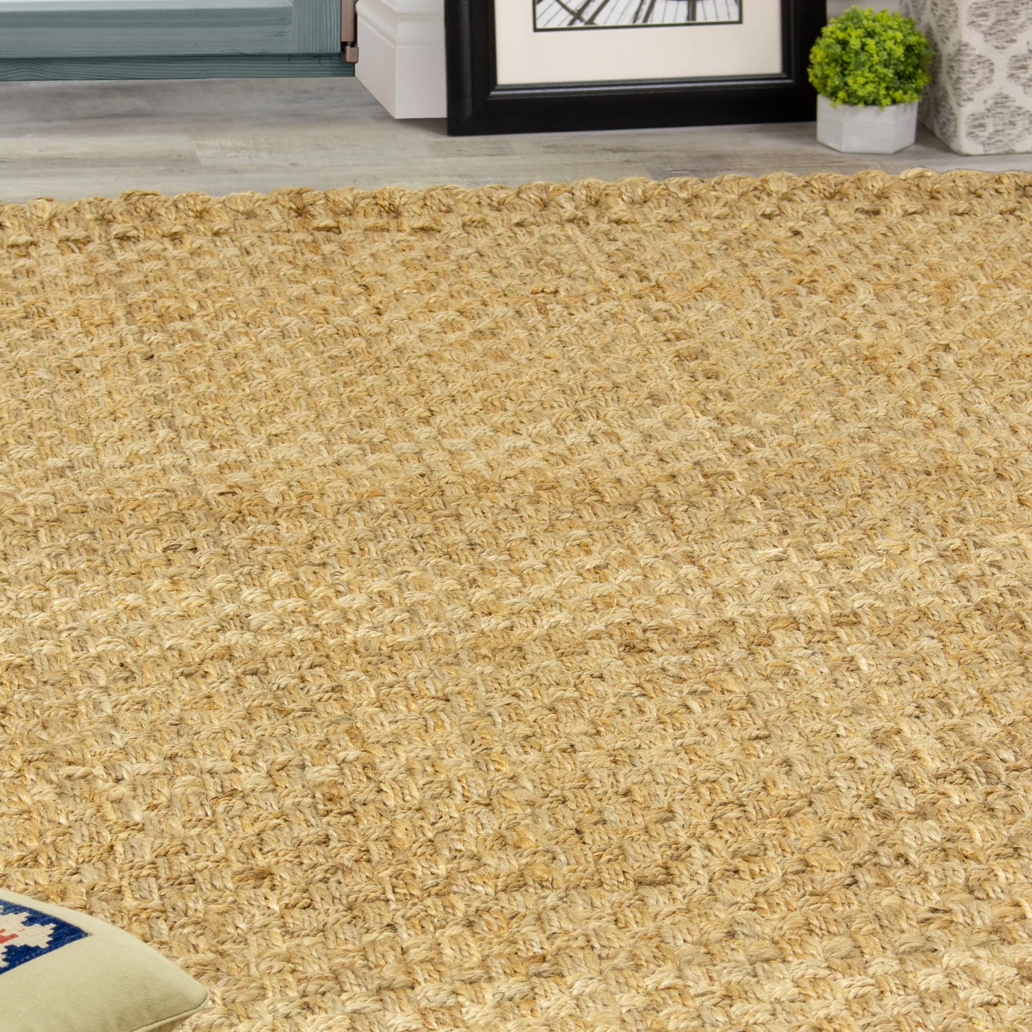 Jute Basketweave Area Rug - 8' X 11' - Beige - Image 9