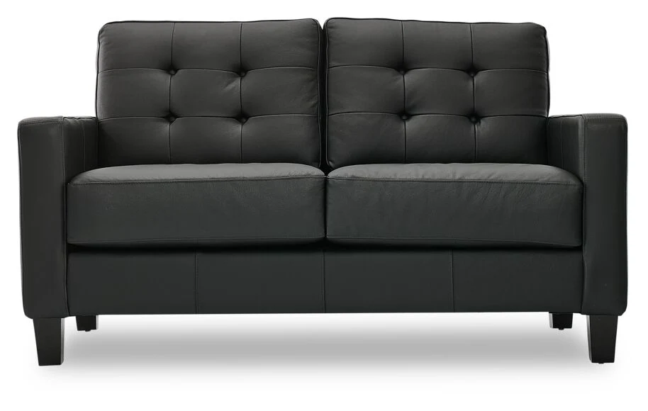 Kylie Leather Loveseat - Dark Grey - Image 2