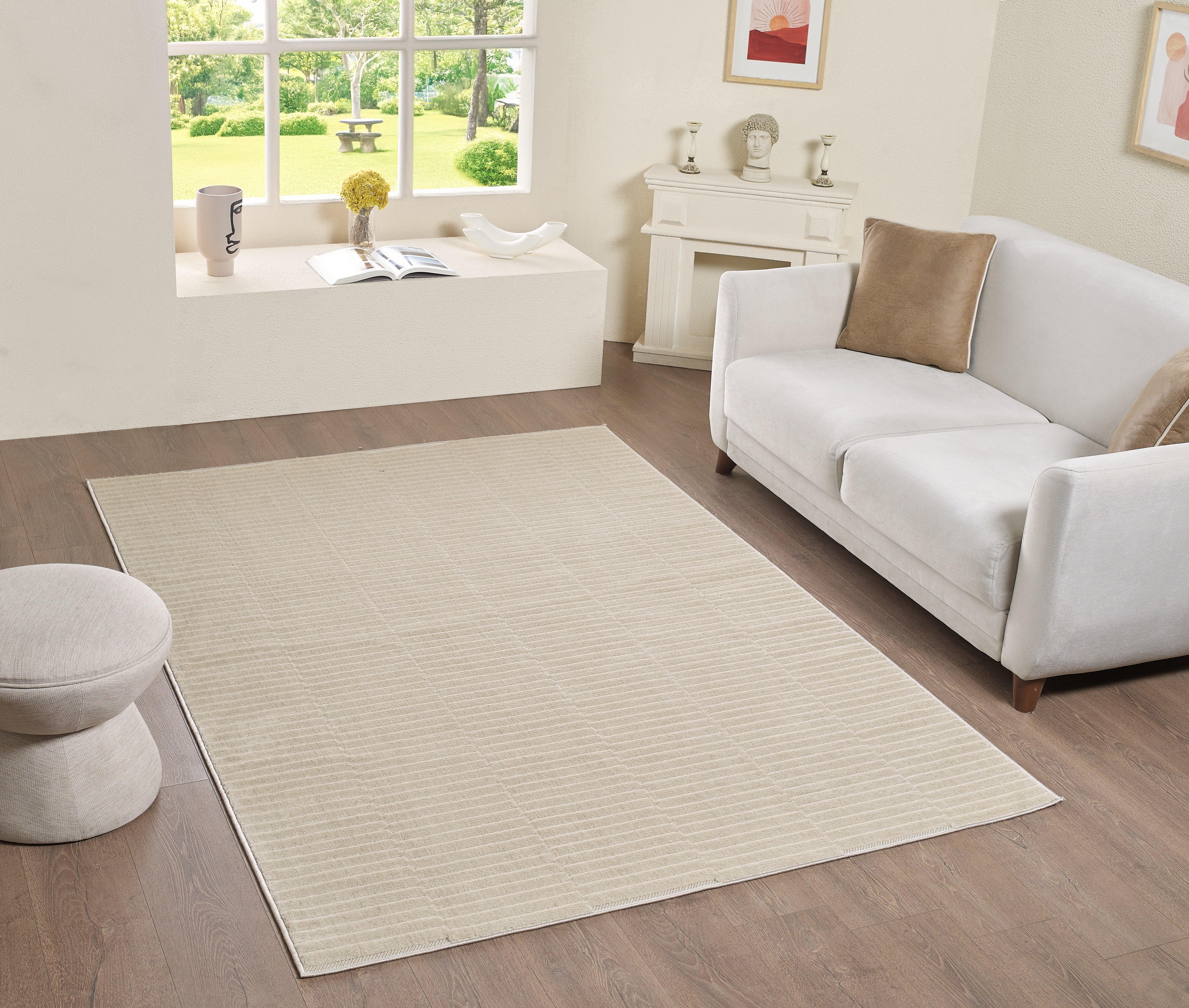 L2 Decor Cornelle Area Rug 8' x 11' with Underpad - Beige - Image 2
