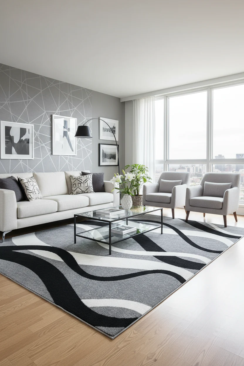 L2 Decor Diamond Area Rug 5' x 8' - Grey - Image 2
