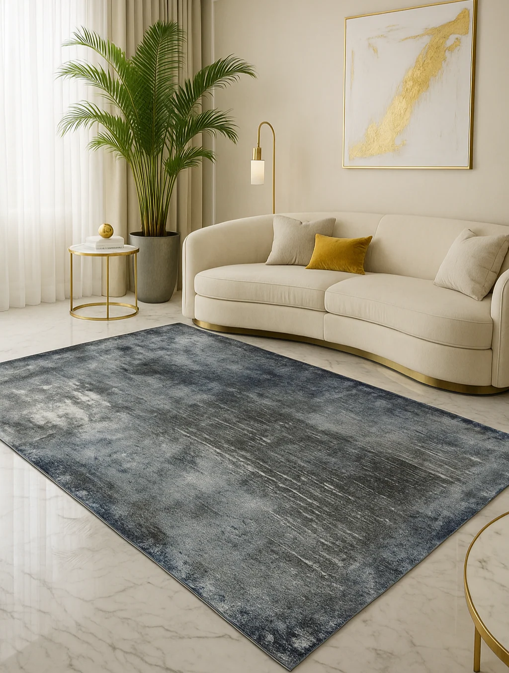 L2 Decor Diamond Area Rug 5' x 8' with Underpad - Blue, Grey - Image 2