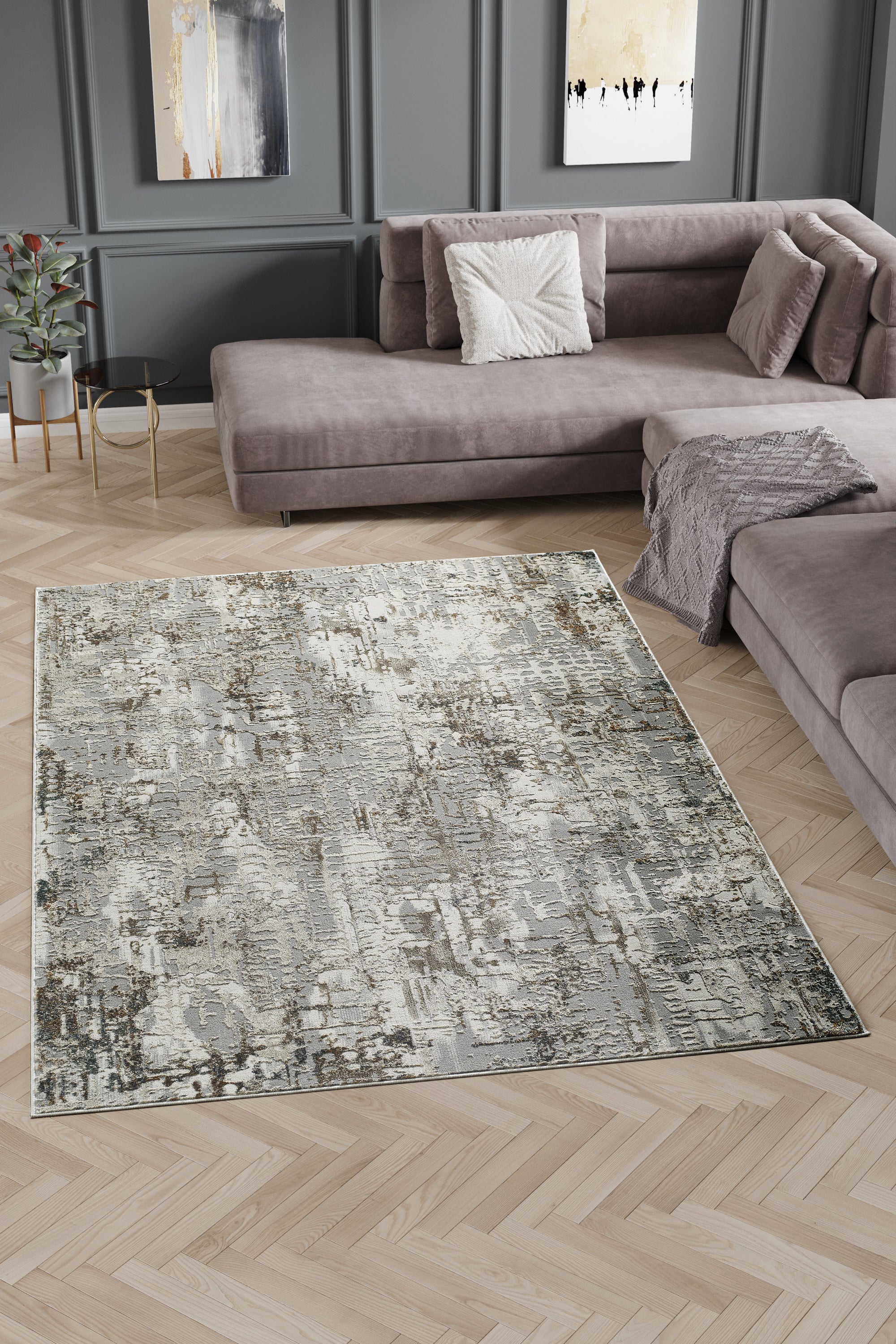L2 Decor Emojy Area Rug 7' x 10' - Dark Grey, Cream - Image 2