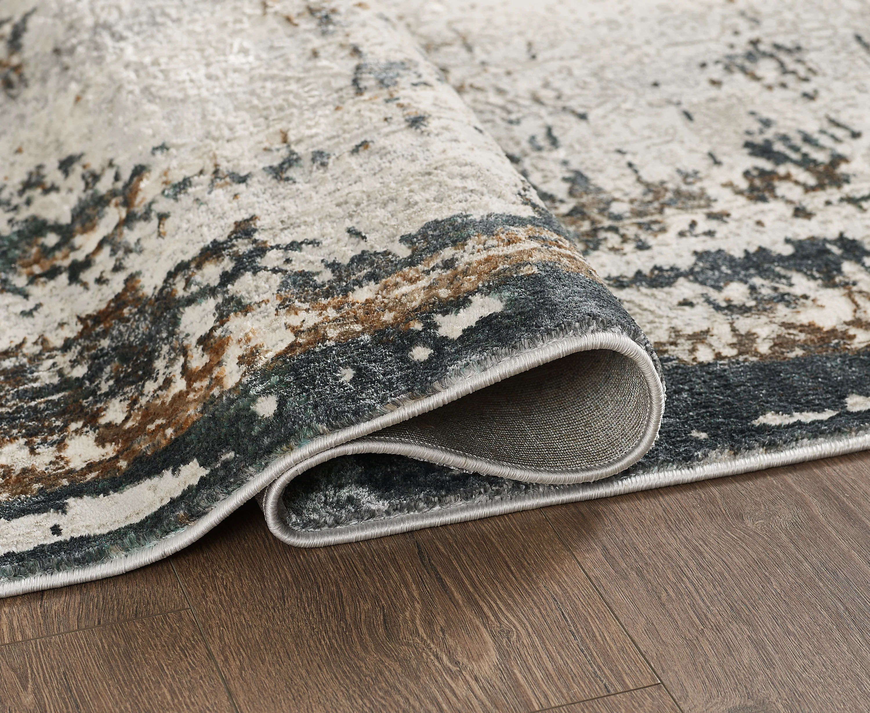 L2 Decor Emojy Area Rug 7' x 10' with Underpad - Cream, Grey - Image 3