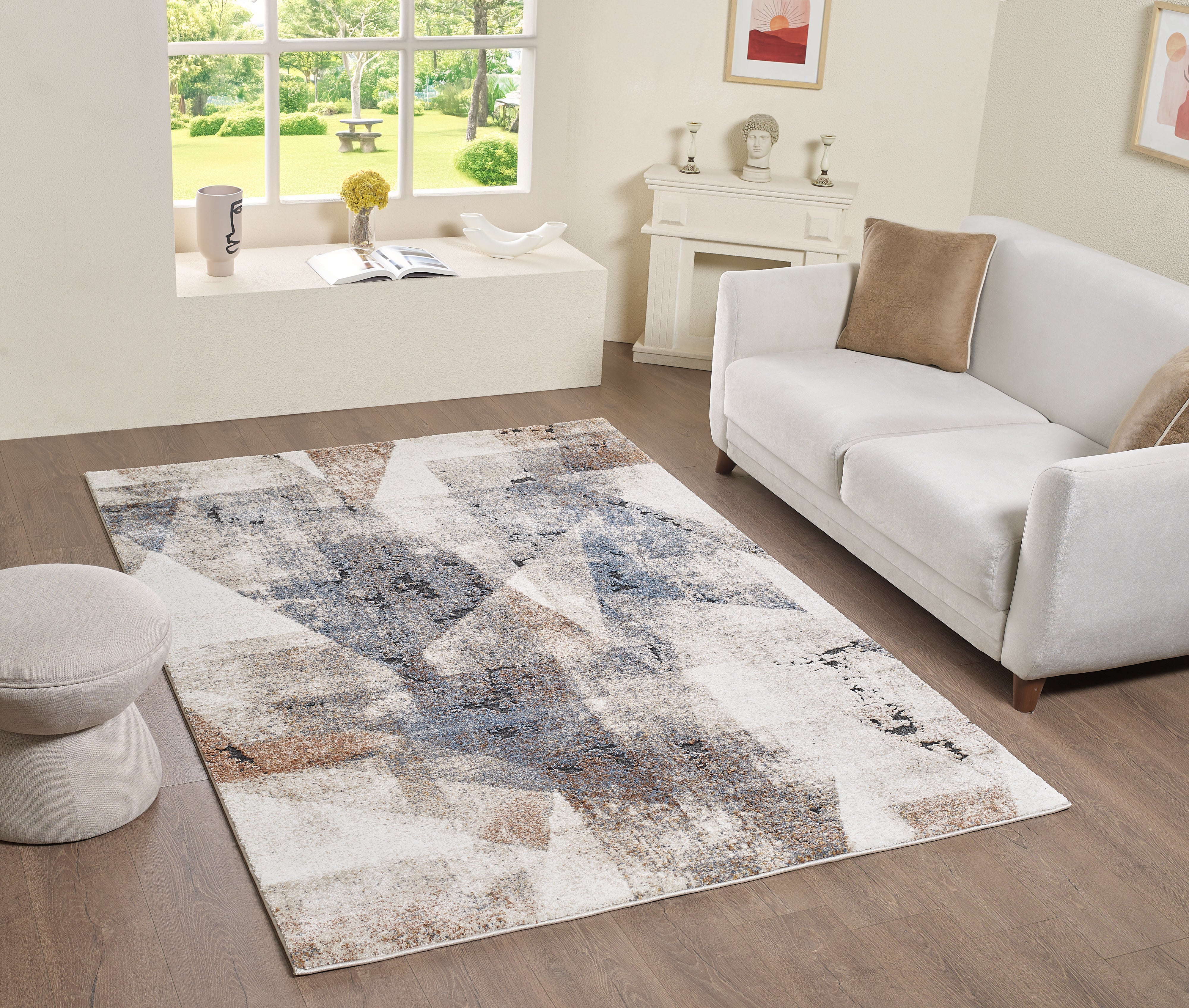 L2 Decor Panorama Area Rug 5' x 8' - Blue, Cream - Image 2