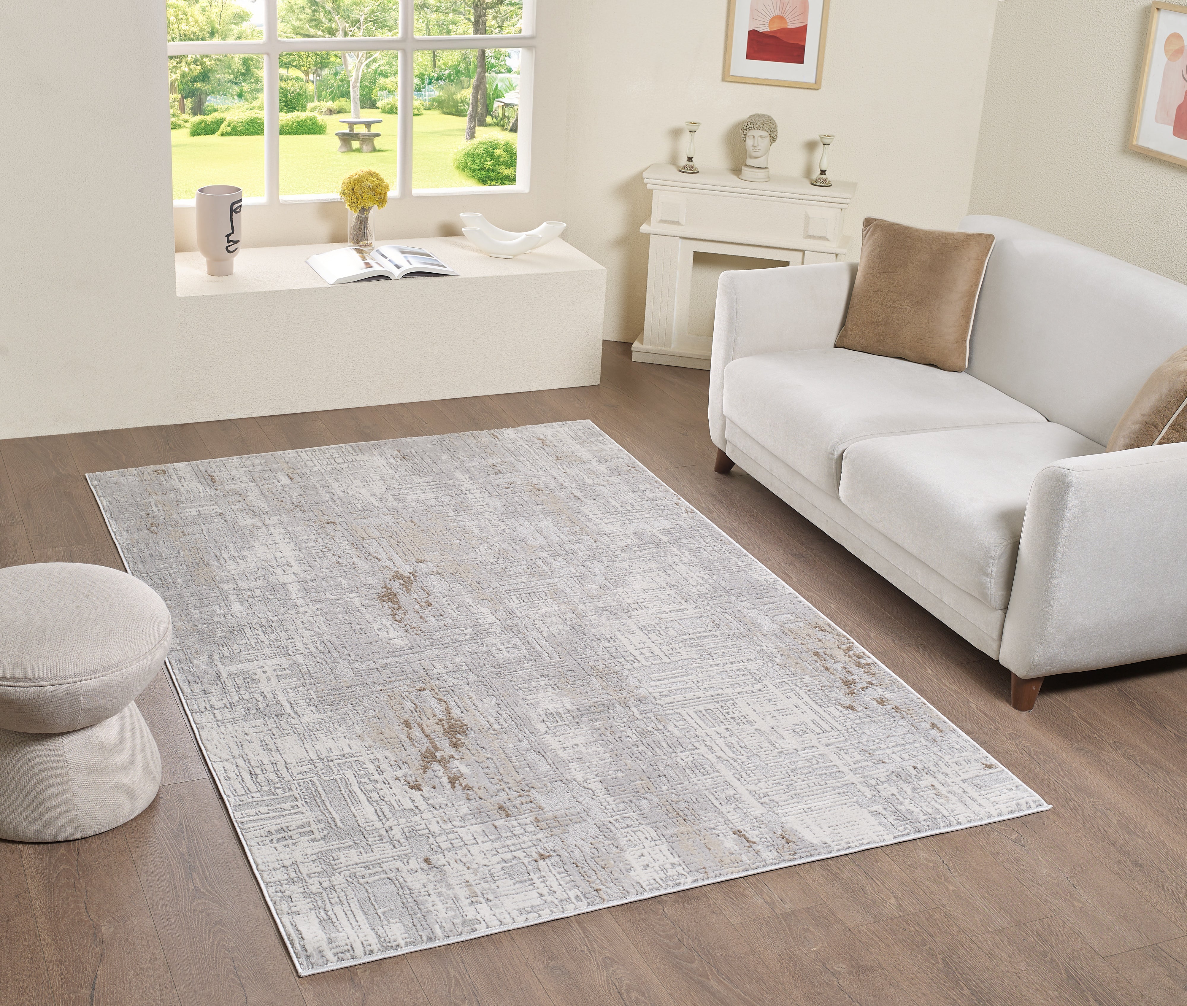 L2 Decor Symphony Area Rug 7' x 10' with Underpad - Grey, Grey - Image 3
