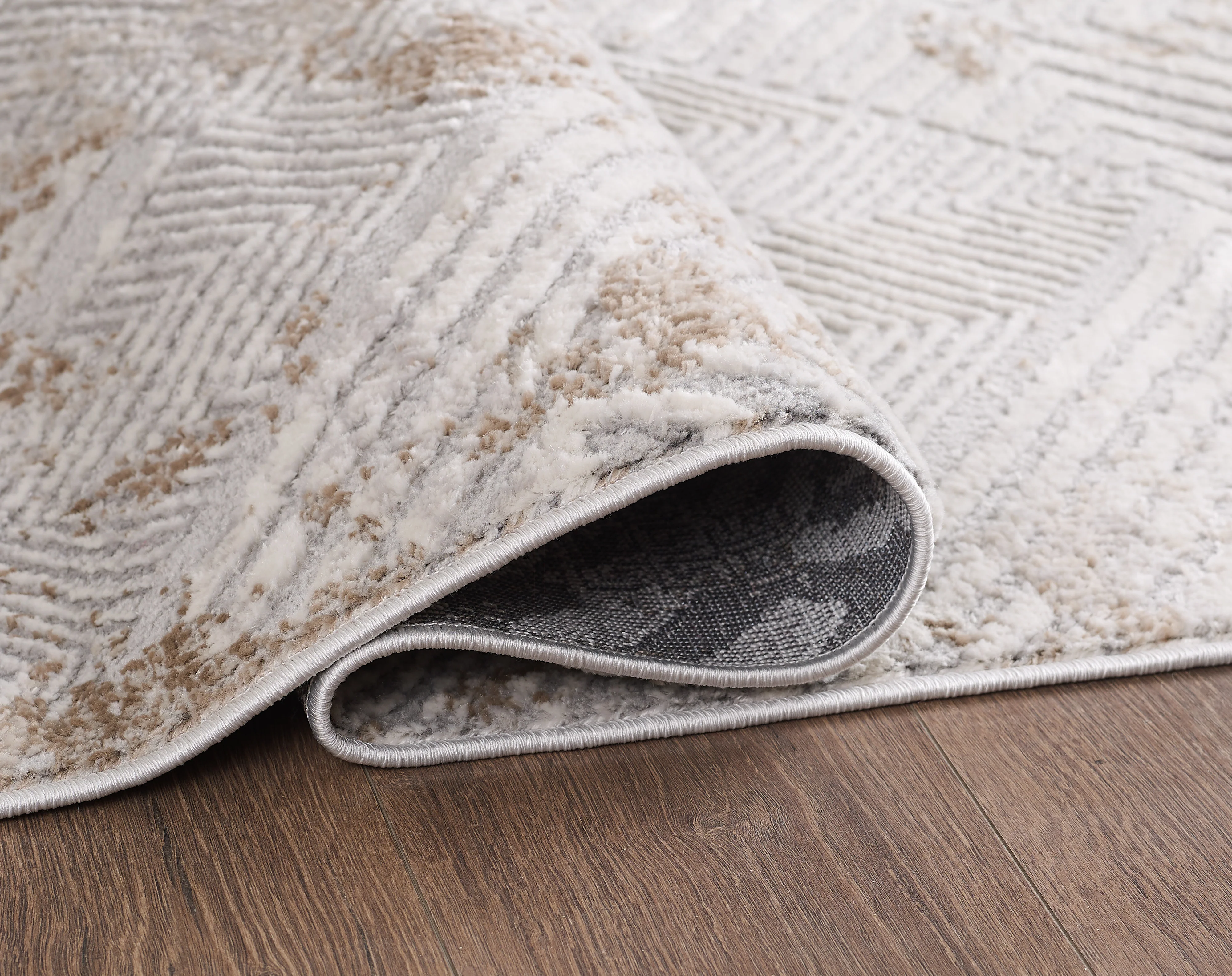 L2 Decor Symphony Area Rug 7' x 10' with Underpad - Light Grey, Beige - Image 3