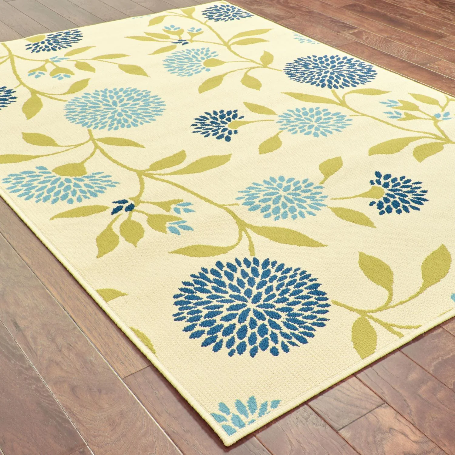 Lagoon W8327YL Floral Indoor/Outdoor Area Rug (3'7"X5'6") - Image 4