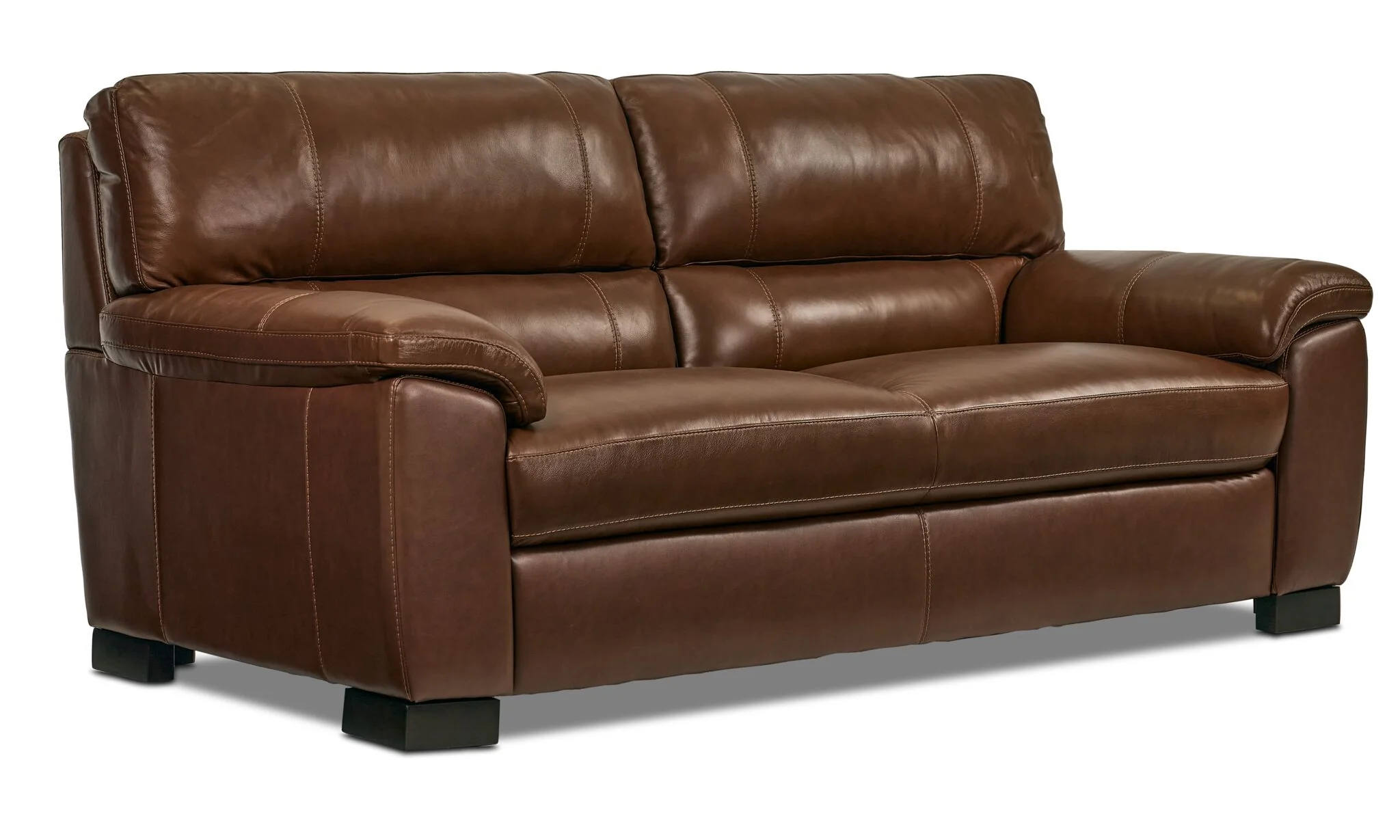Maddox Leather Sofa and Chair Set - Cognac - Image 2