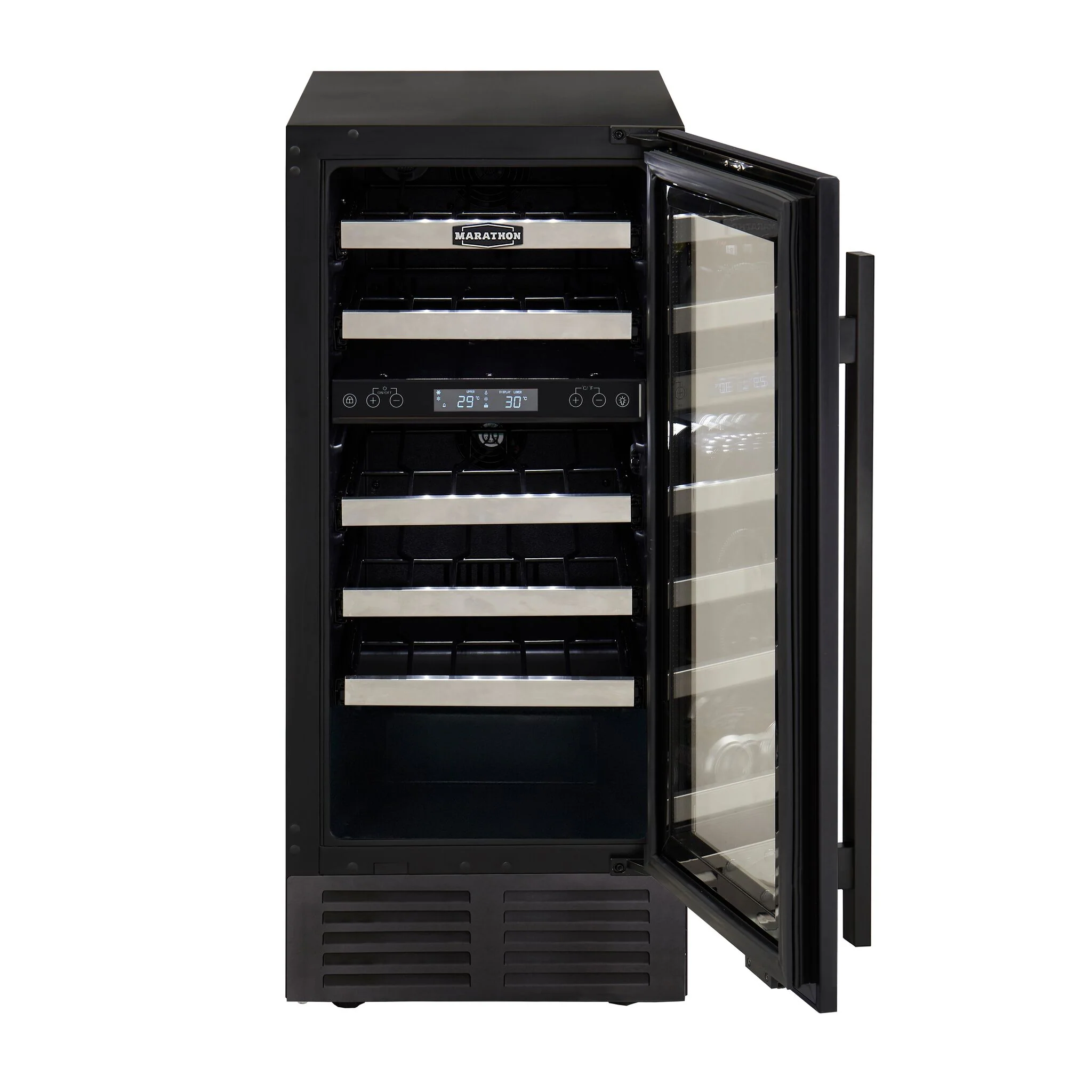 Marathon Black Steel Dual Zone Wine Cooler - MWC28-DBLS-1 - Image 4