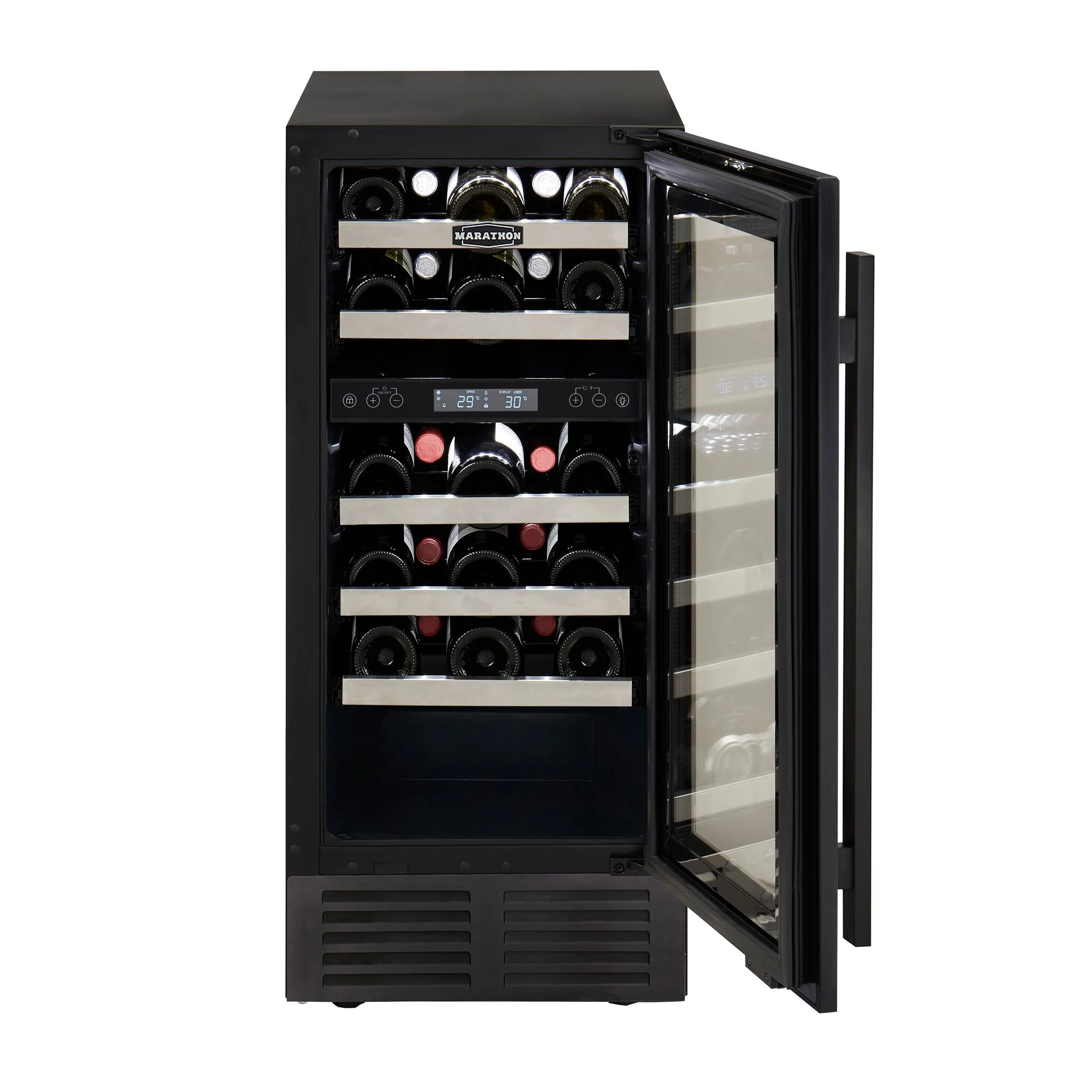 Marathon Black Steel Dual Zone Wine Cooler - MWC28-DBLS-1 - Image 5