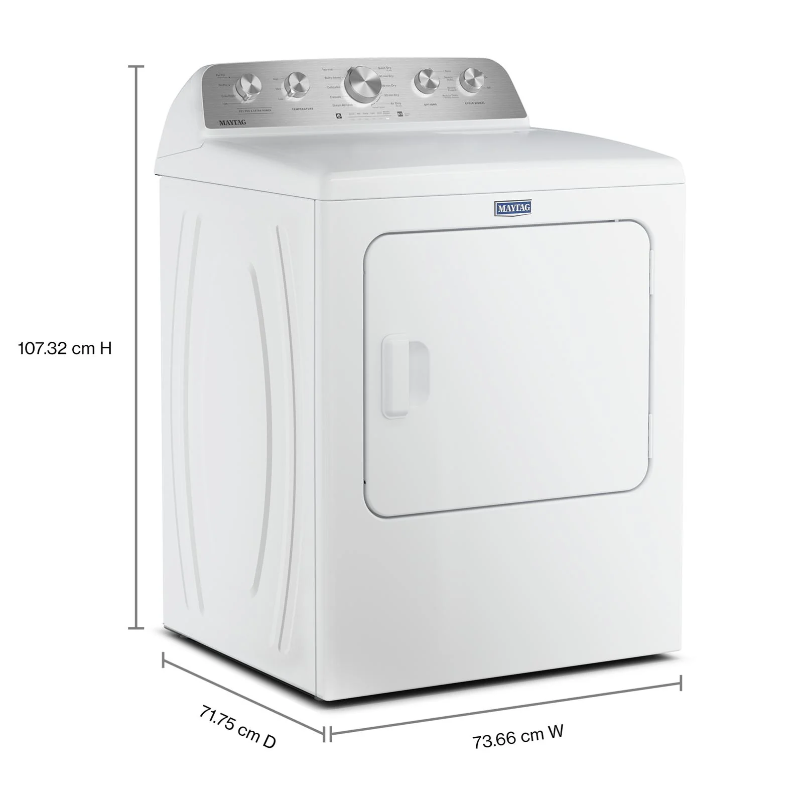 Maytag White Steam Electric Dryer (7.0 Cu. Ft.) with Pet Pro Option - YMED5605RW - Image 2