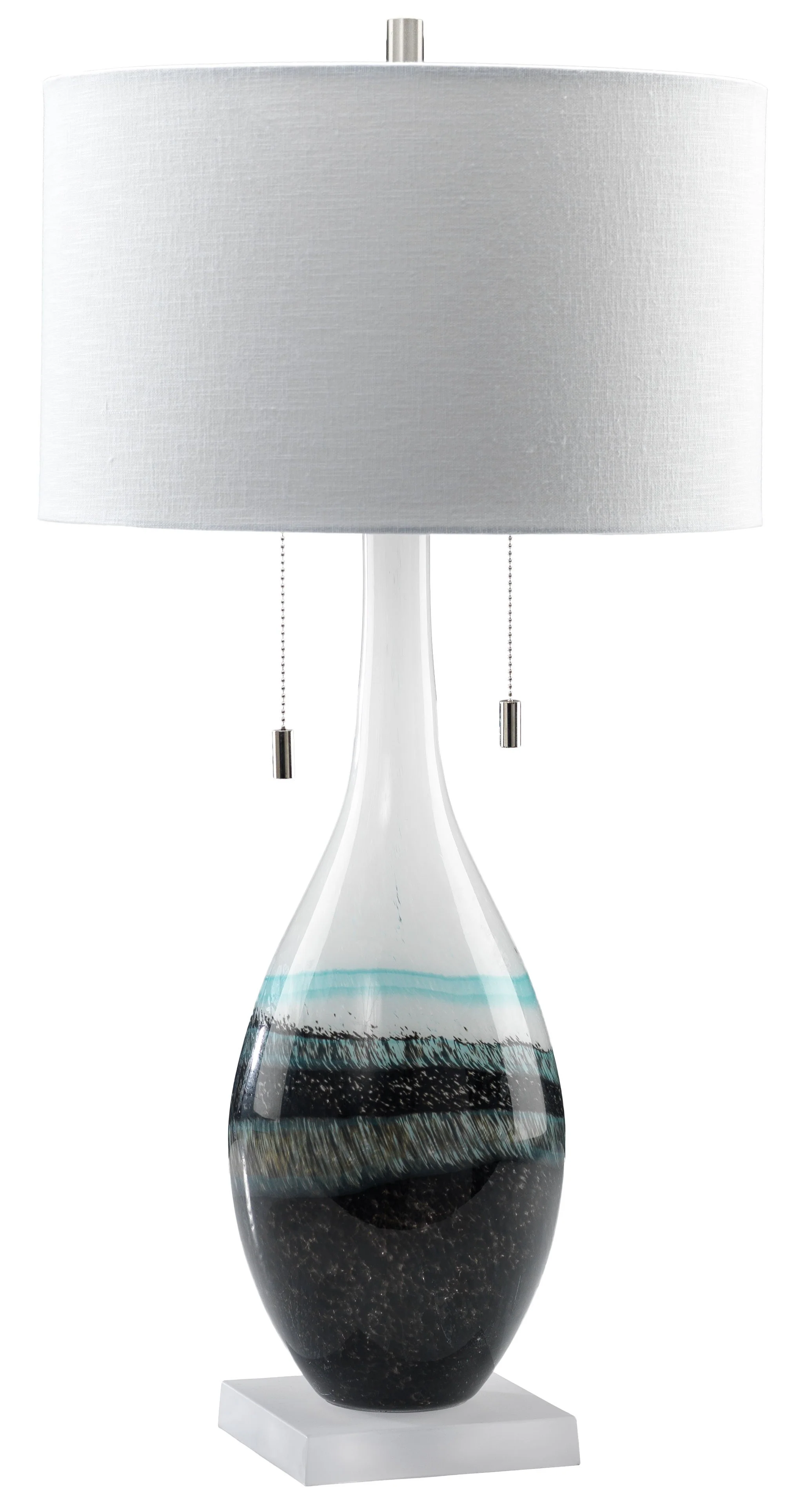 Mira 30" Table Lamp - Swirling Indigo and White